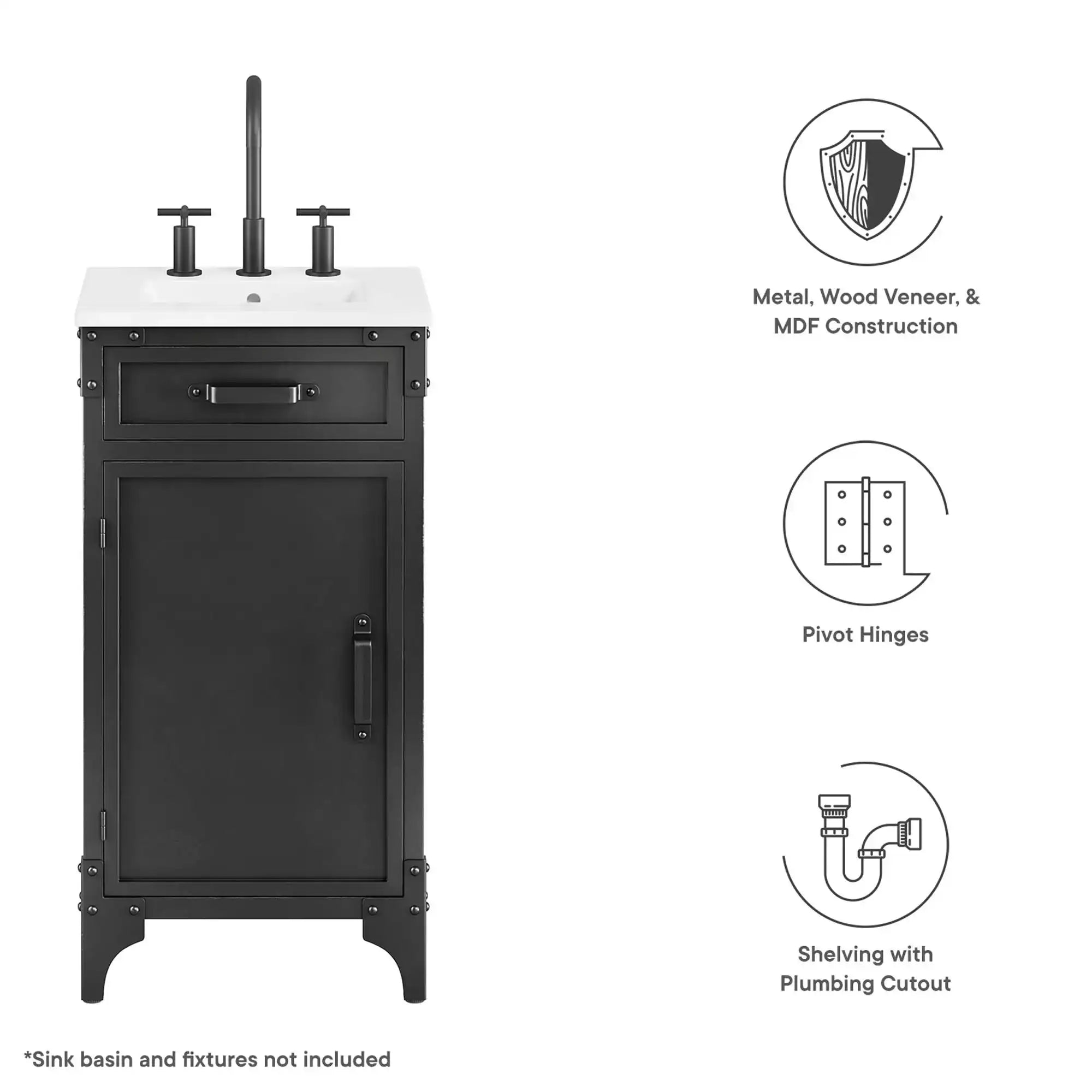 Steamforge 18" Bathroom Vanity Cabinet (Sink Basin Not Included) by Modway - Best Buy Furniture