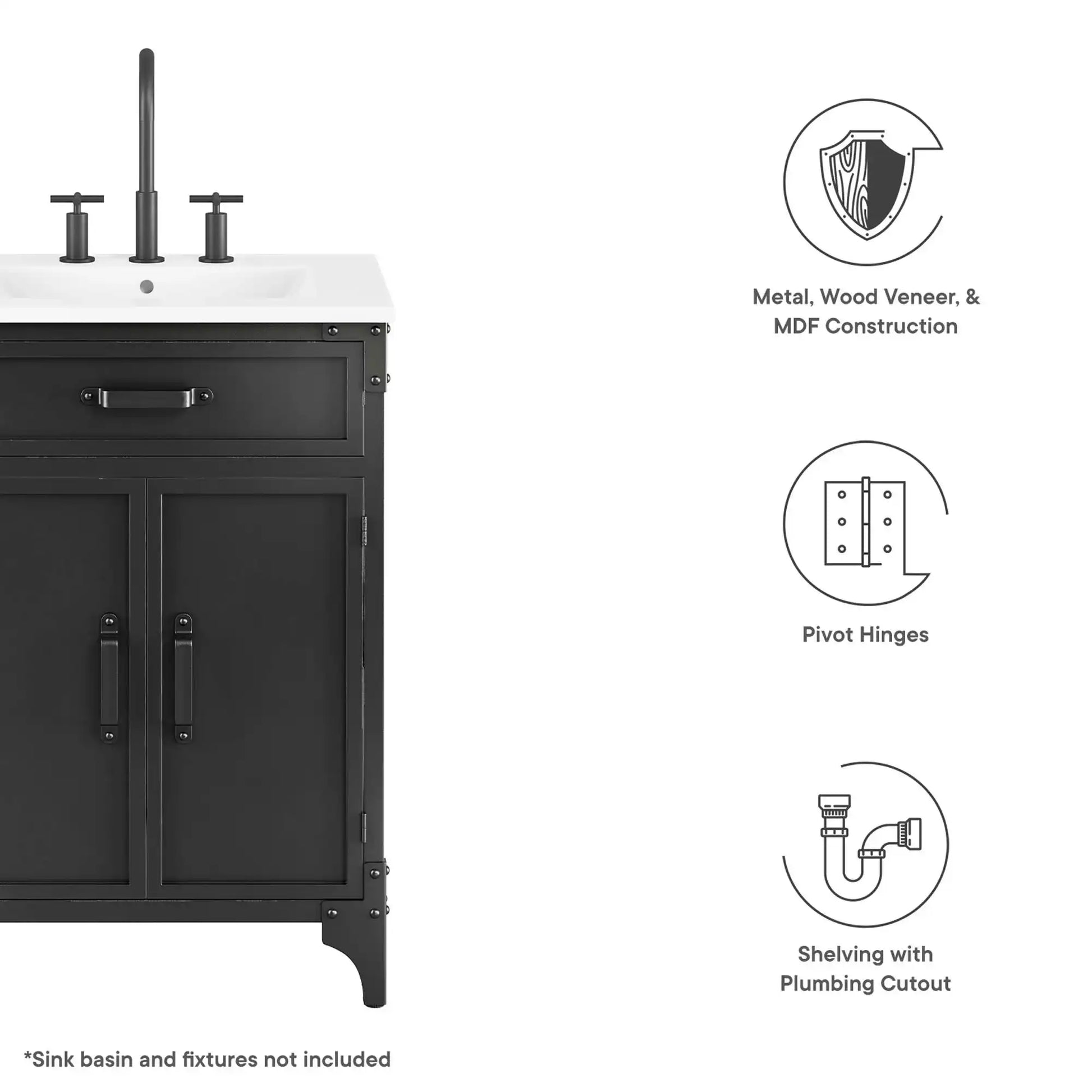 Steamforge 24" Bathroom Vanity Cabinet (Sink Basin Not Included) by Modway - Best Buy Furniture