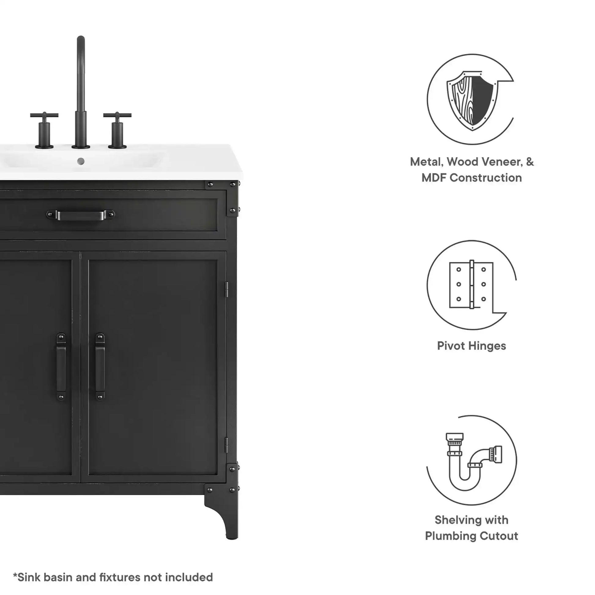 Steamforge 30" Bathroom Vanity Cabinet (Sink Basin Not Included) by Modway - Best Buy Furniture
