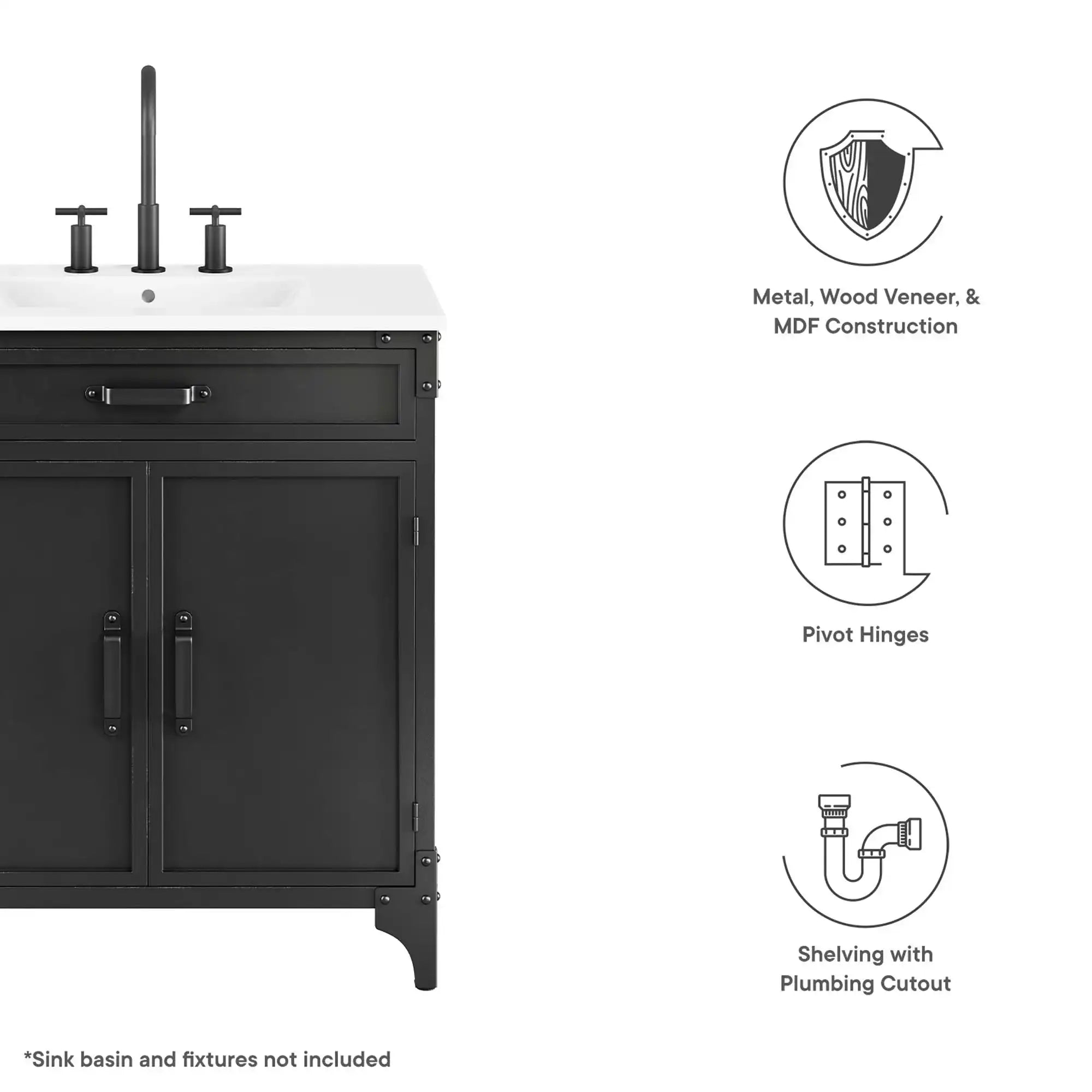 Steamforge 30" Bathroom Vanity Cabinet (Sink Basin Not Included) by Modway - Best Buy Furniture