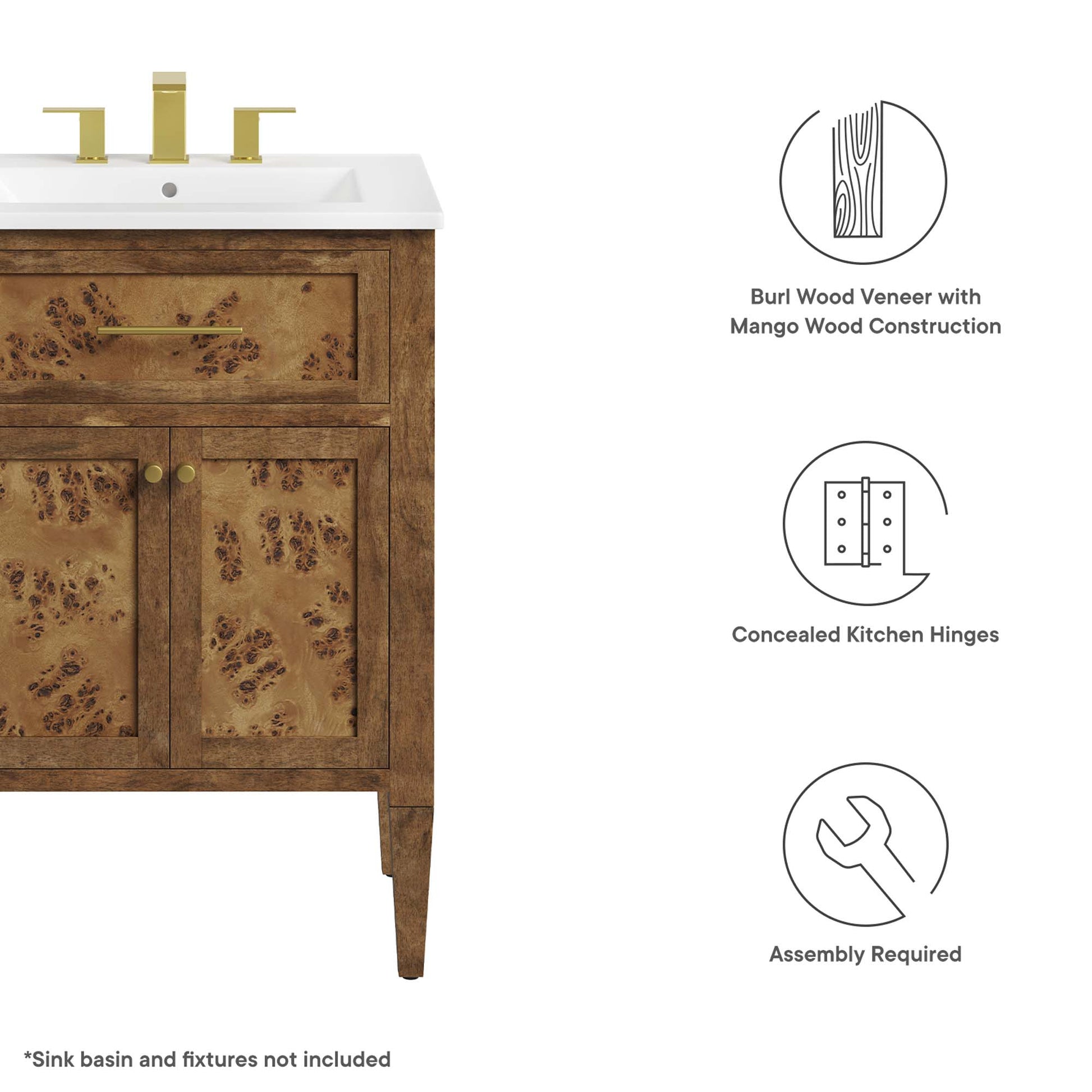 Elysian 24" Wood Bathroom Vanity Cabinet (Sink Basin Not Included) by Modway - Best Buy Furniture
