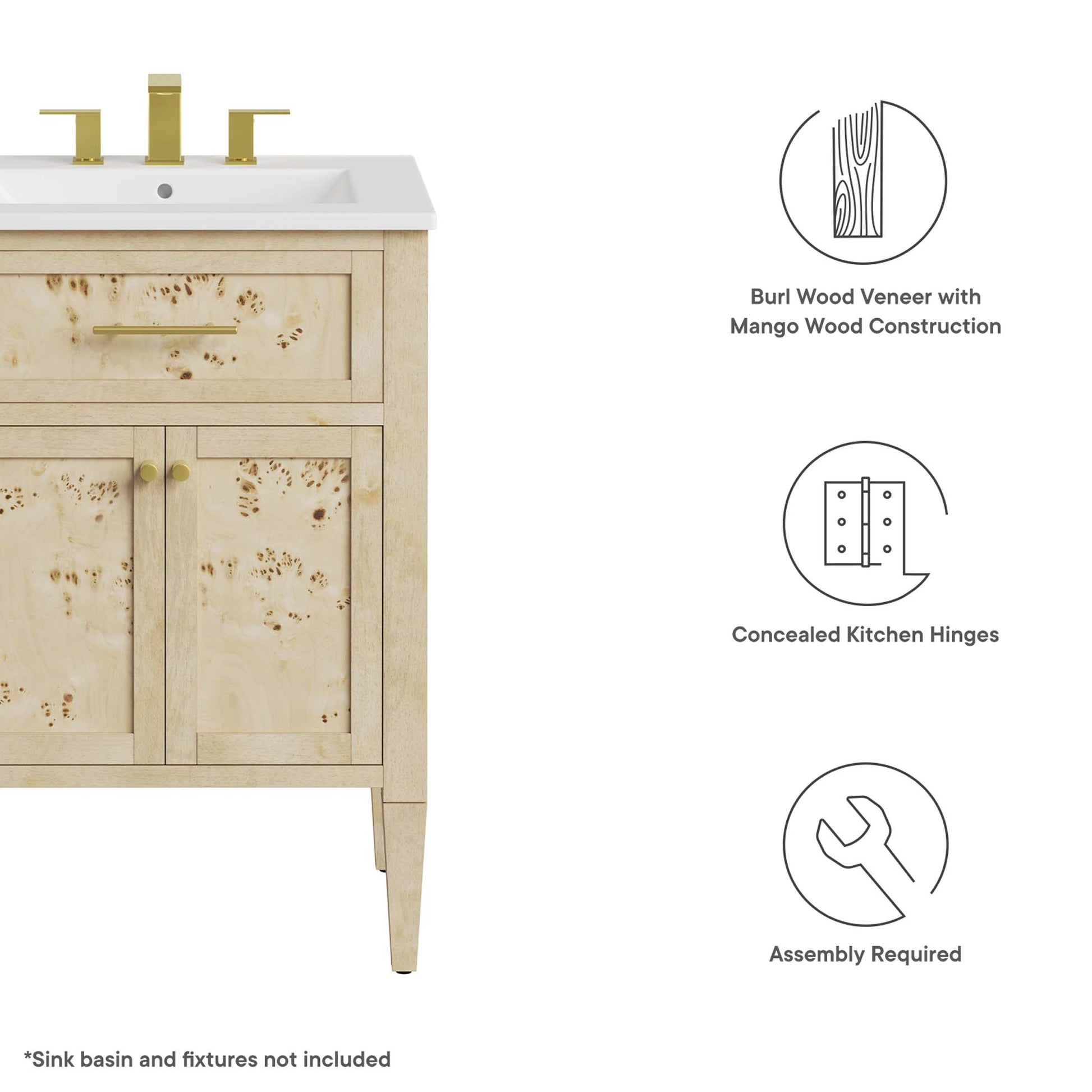 Elysian 24" Wood Bathroom Vanity Cabinet (Sink Basin Not Included) by Modway - Best Buy Furniture