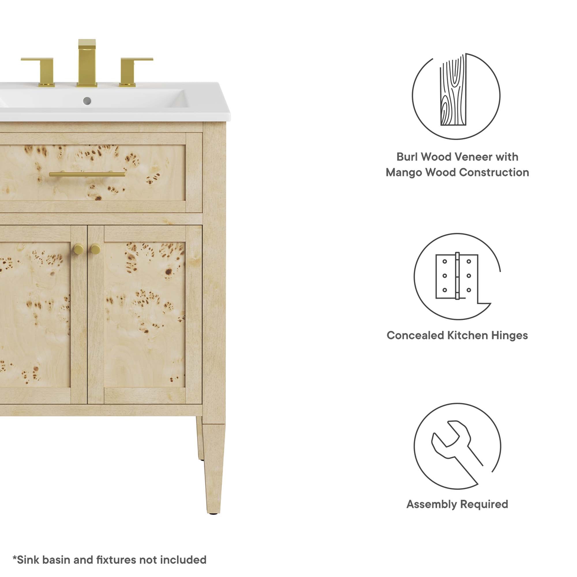 Elysian 24" Wood Bathroom Vanity Cabinet (Sink Basin Not Included) by Modway - Best Buy Furniture