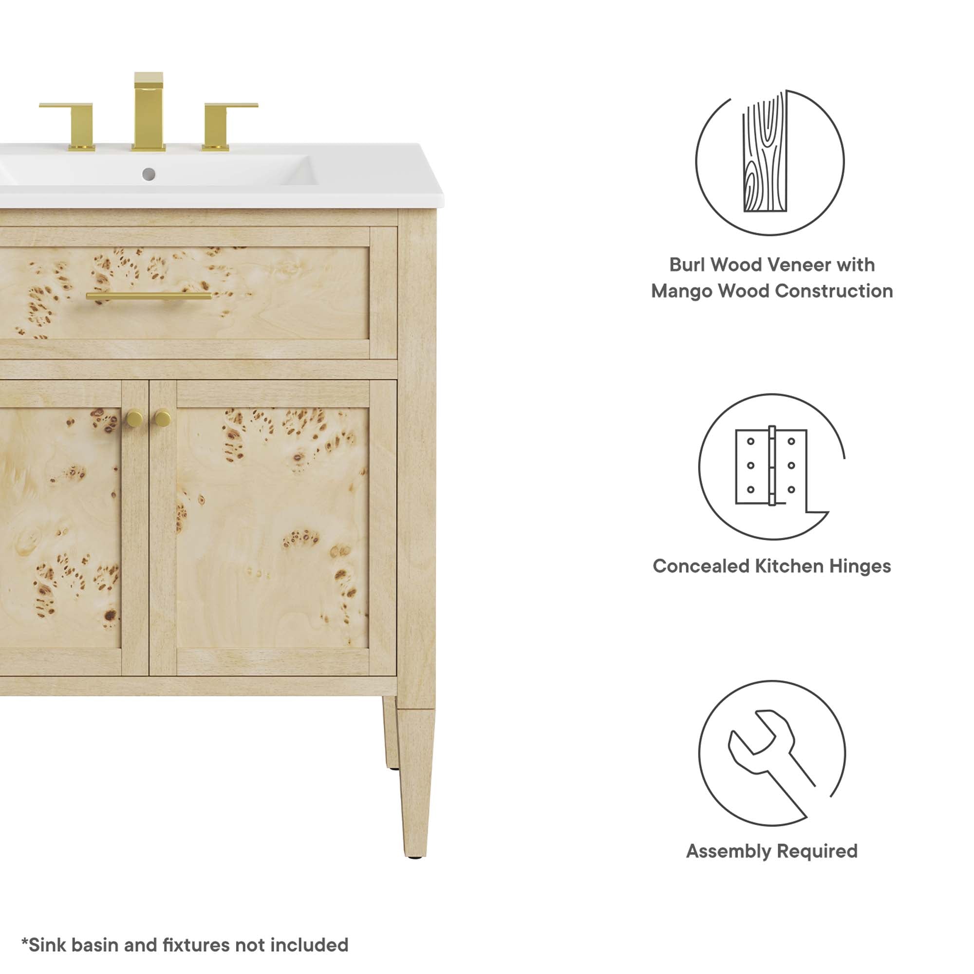 Elysian 30" Bathroom Vanity Cabinet (Sink Basin Not Included) by Modway - Best Buy Furniture