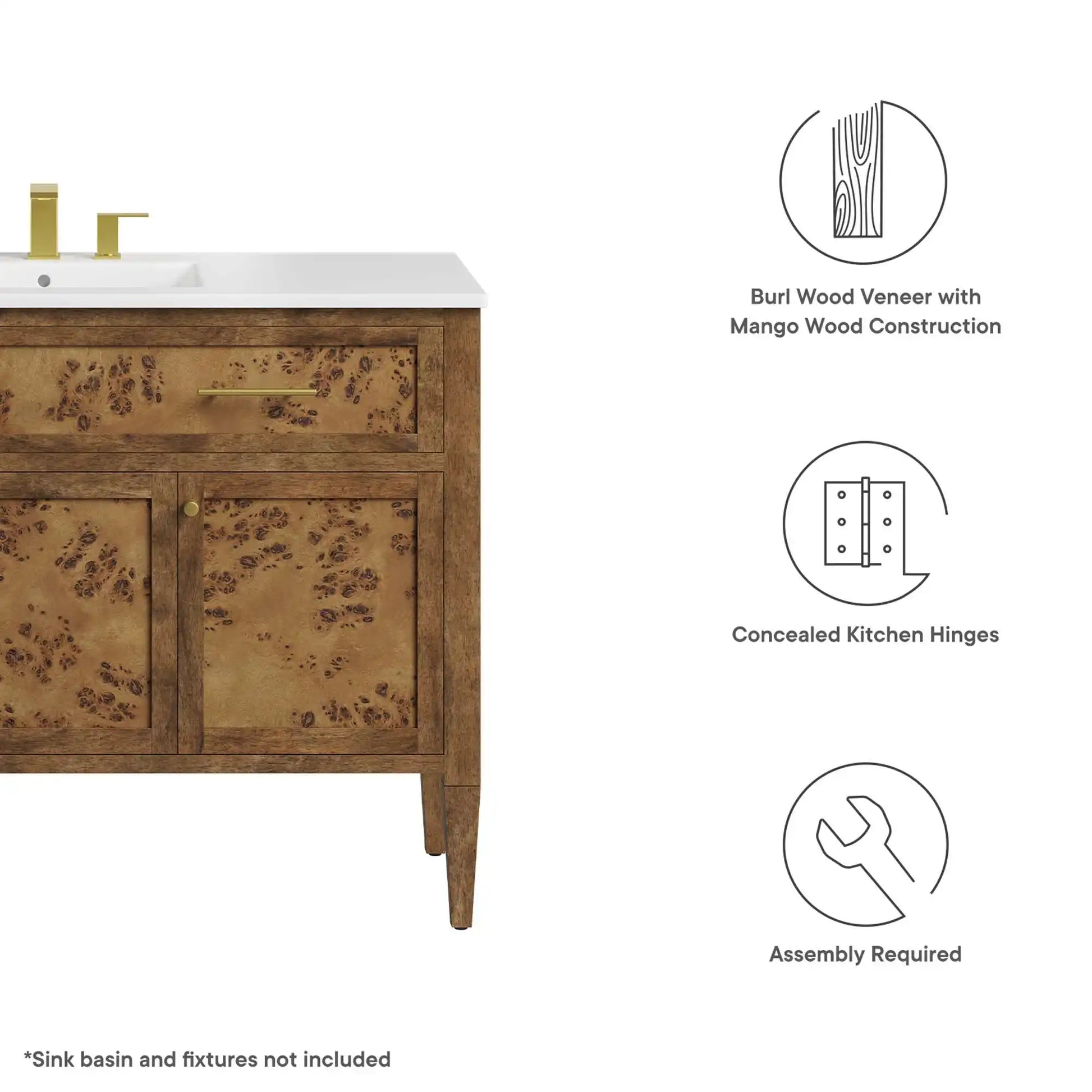 Elysian 48" Wood Bathroom Vanity Cabinet (Sink Basin Not Included) by Modway - Best Buy Furniture