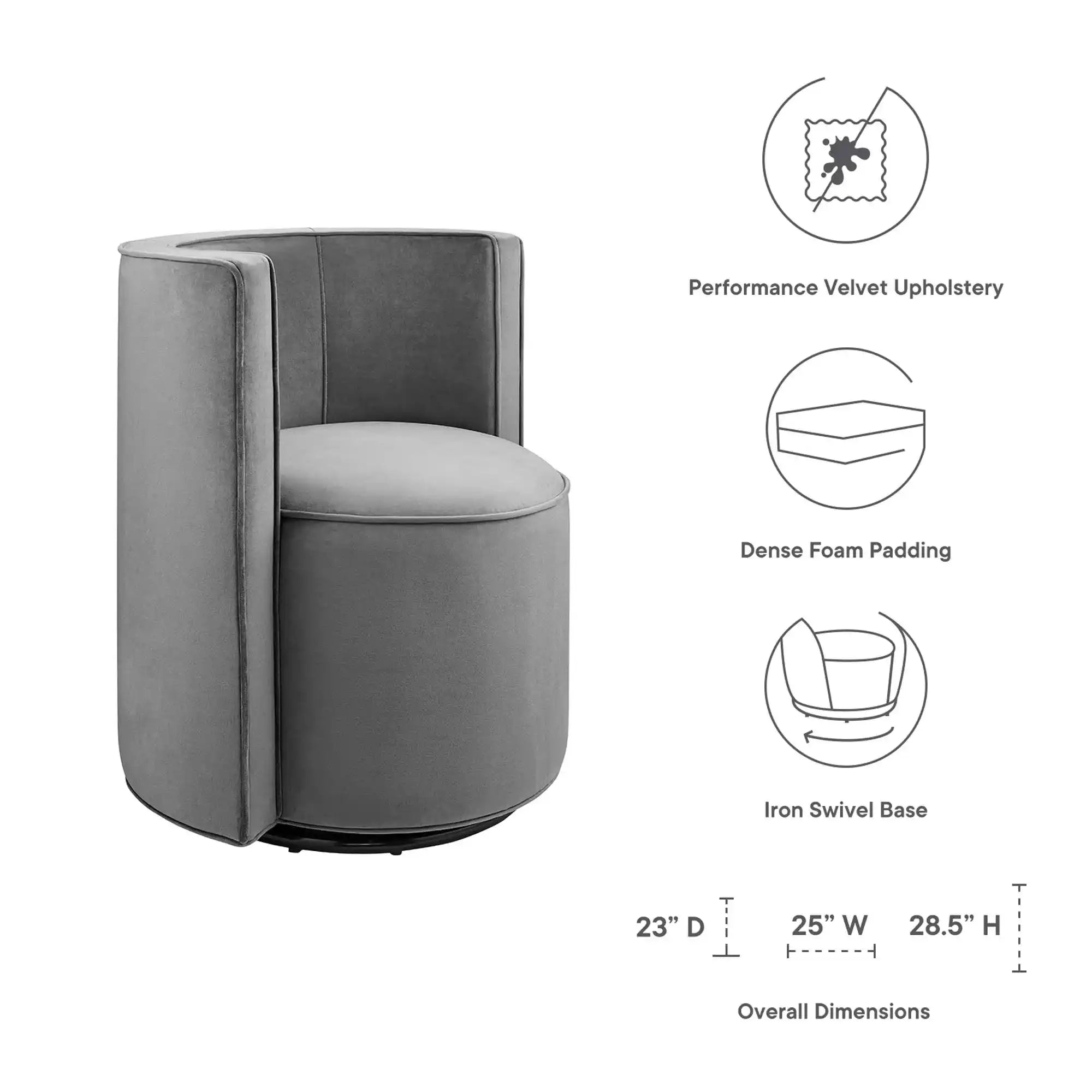 Della Performance Velvet Fabric Swivel Chair by Modway - Best Buy Furniture