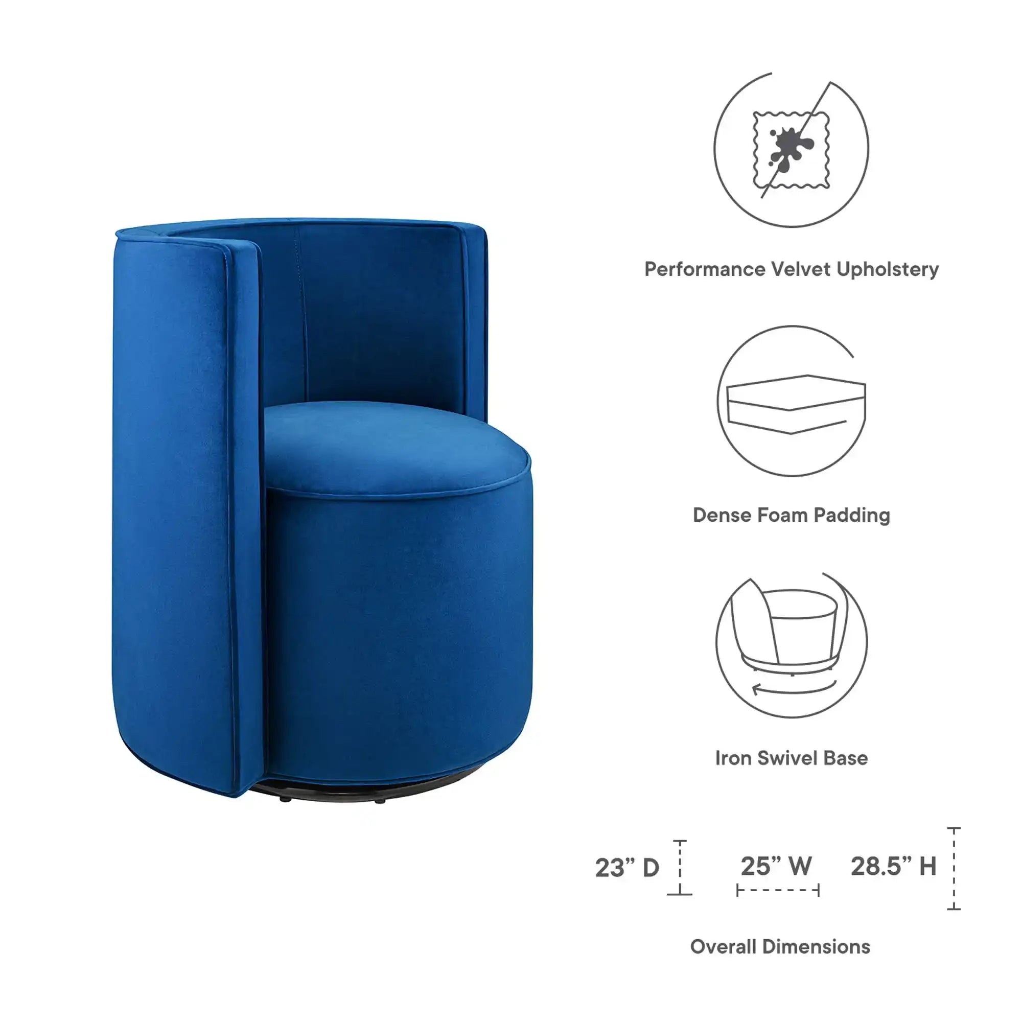 Della Performance Velvet Fabric Swivel Chair by Modway - Best Buy Furniture