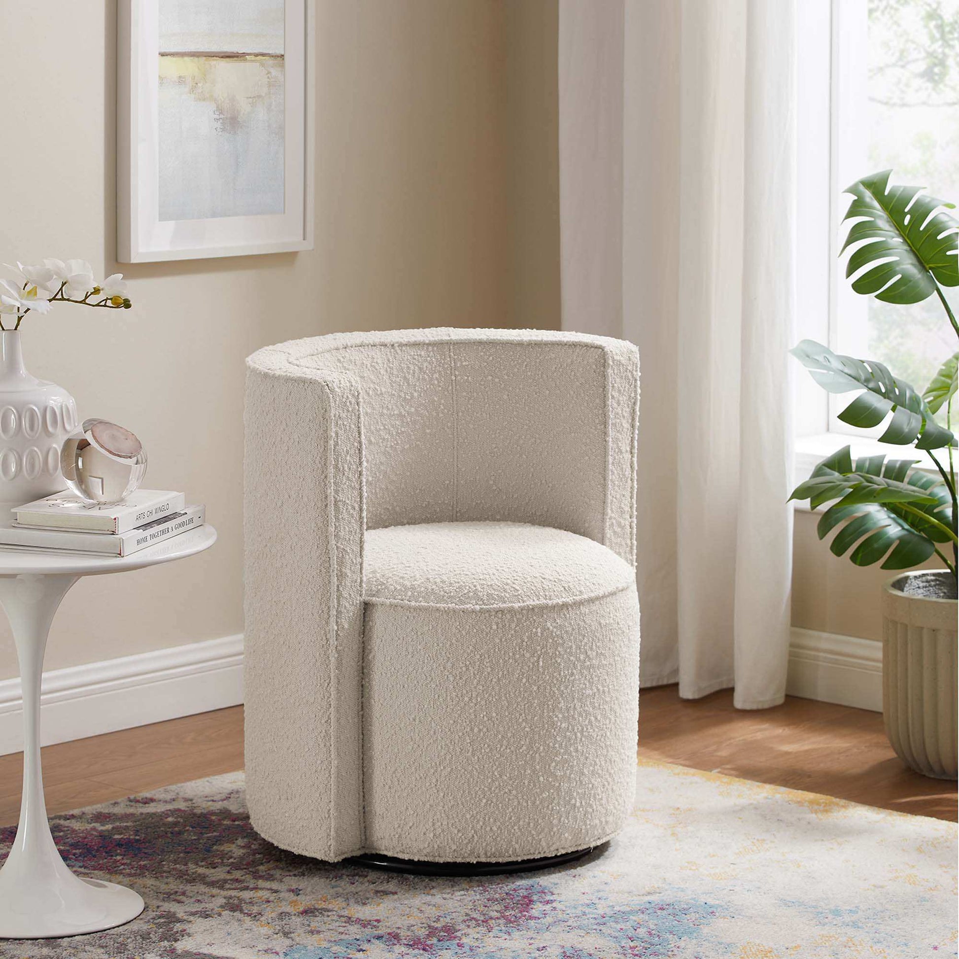 Della Boucle Fabric Swivel Chair - Best Buy Furniture