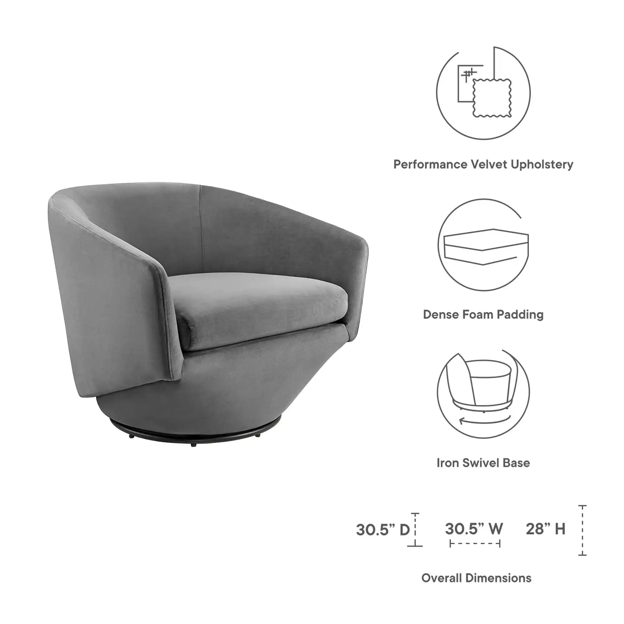 Series Performance Velvet Fabric Swivel Chair by Modway - Best Buy Furniture