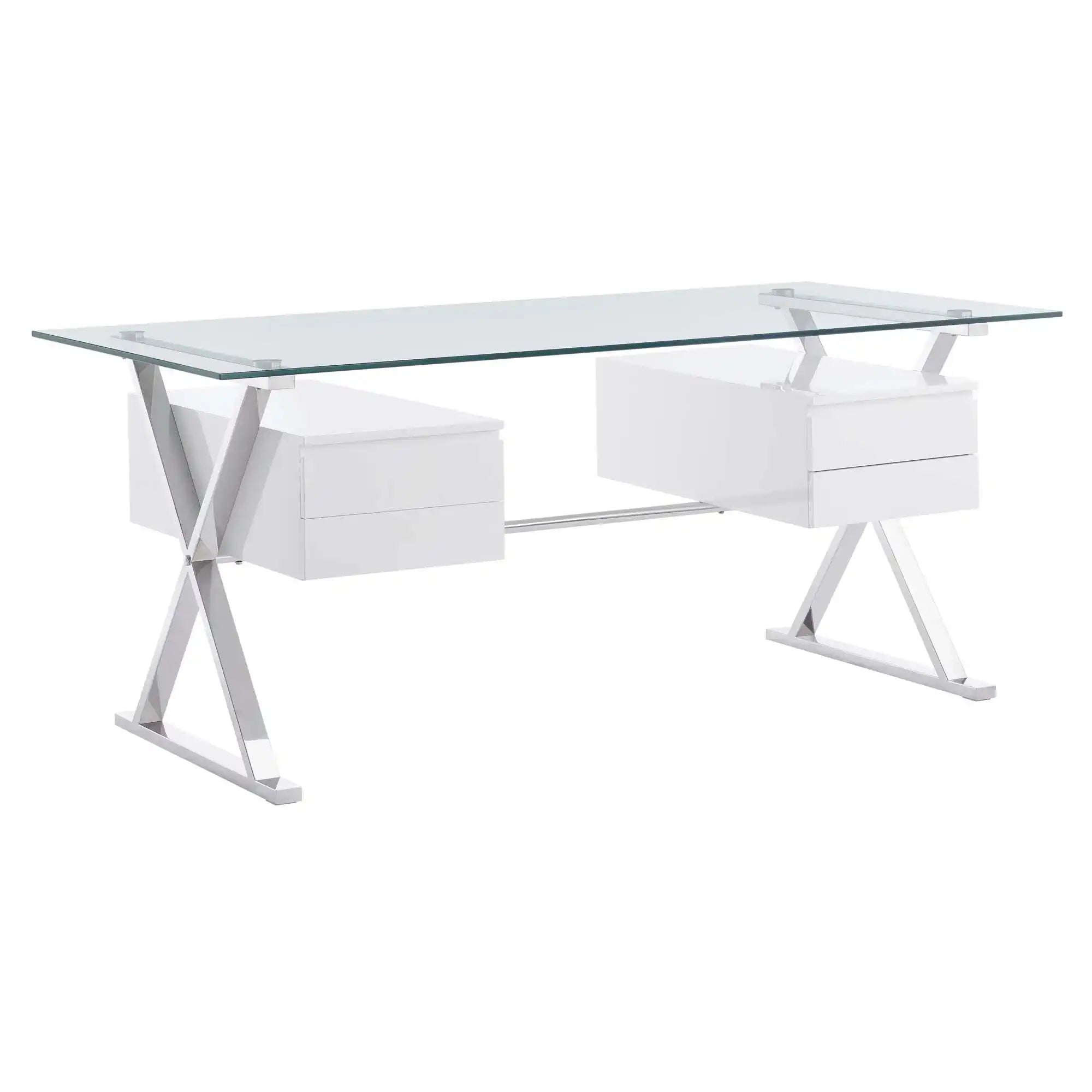 Sector 71" Glass Top Glass Office Desk by Modway - Best Buy Furniture