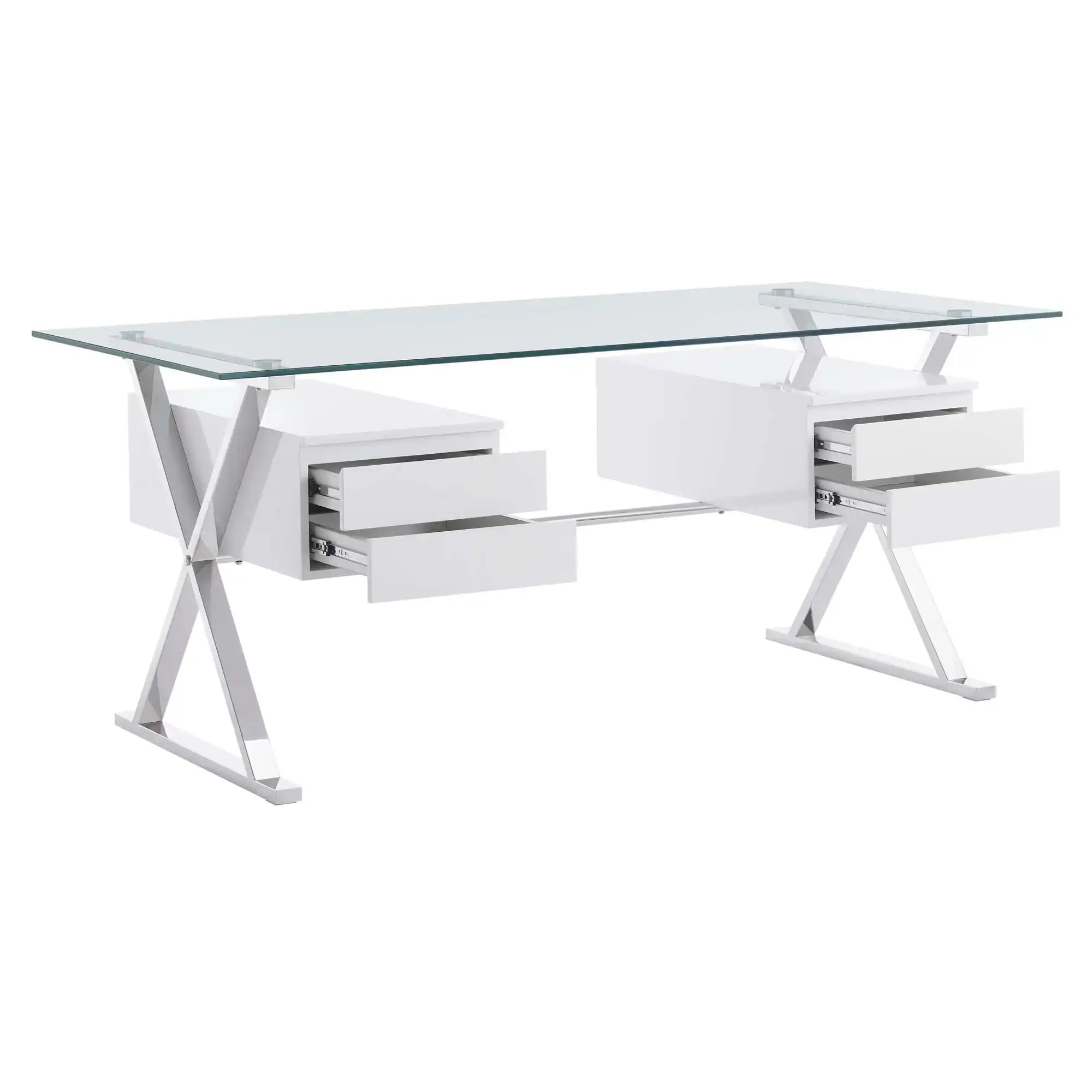 Sector 71" Glass Top Glass Office Desk by Modway - Best Buy Furniture