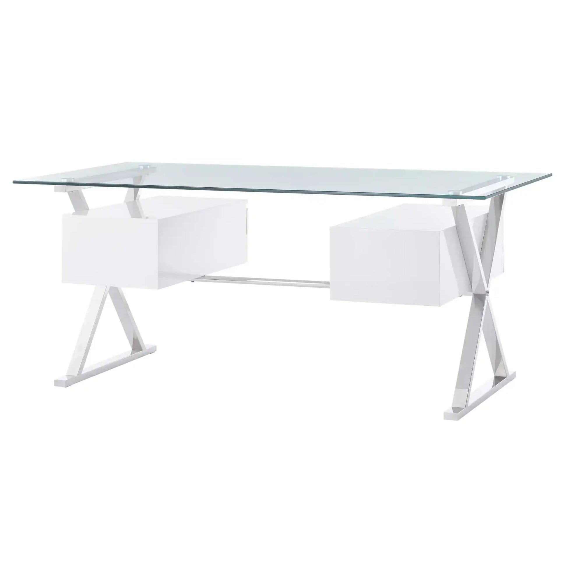 Sector 71" Glass Top Glass Office Desk by Modway - Best Buy Furniture