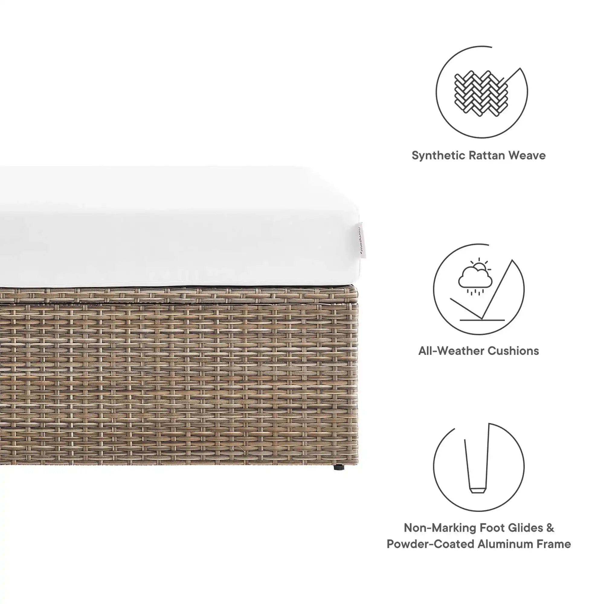 Convene Outdoor Patio Rectangle Ottoman by Modway - Best Buy Furniture