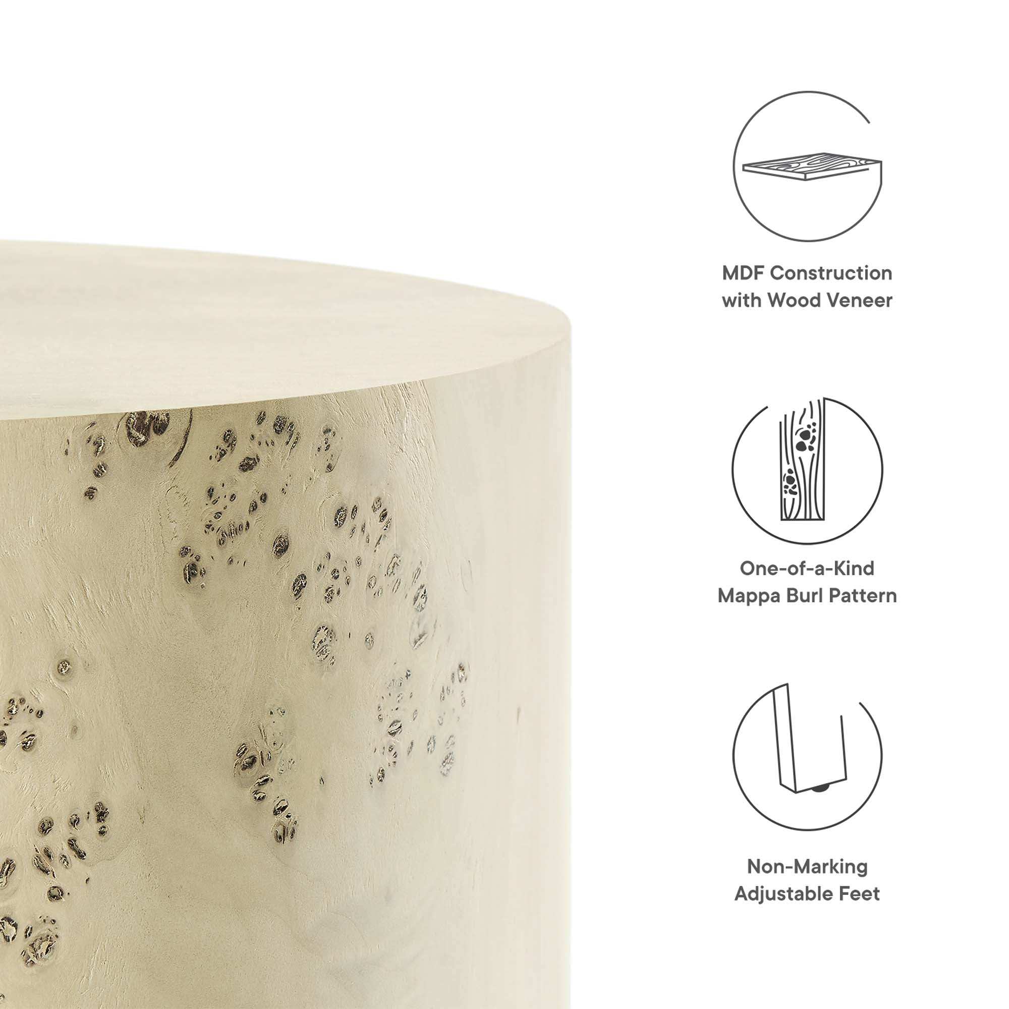 Cosmos 16" Round Burl Wood Side Table by Modway - Best Buy Furniture