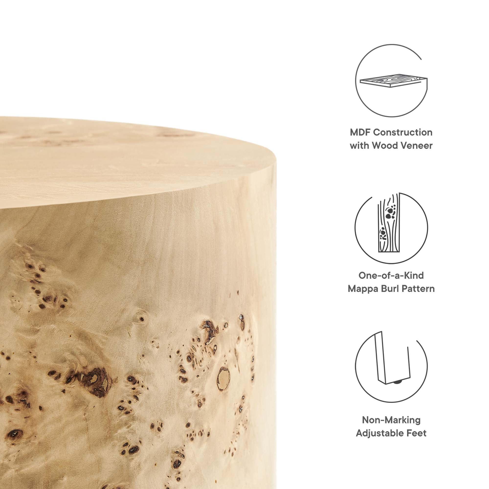 Cosmos 16" Round Burl Wood Side Table by Modway - Best Buy Furniture
