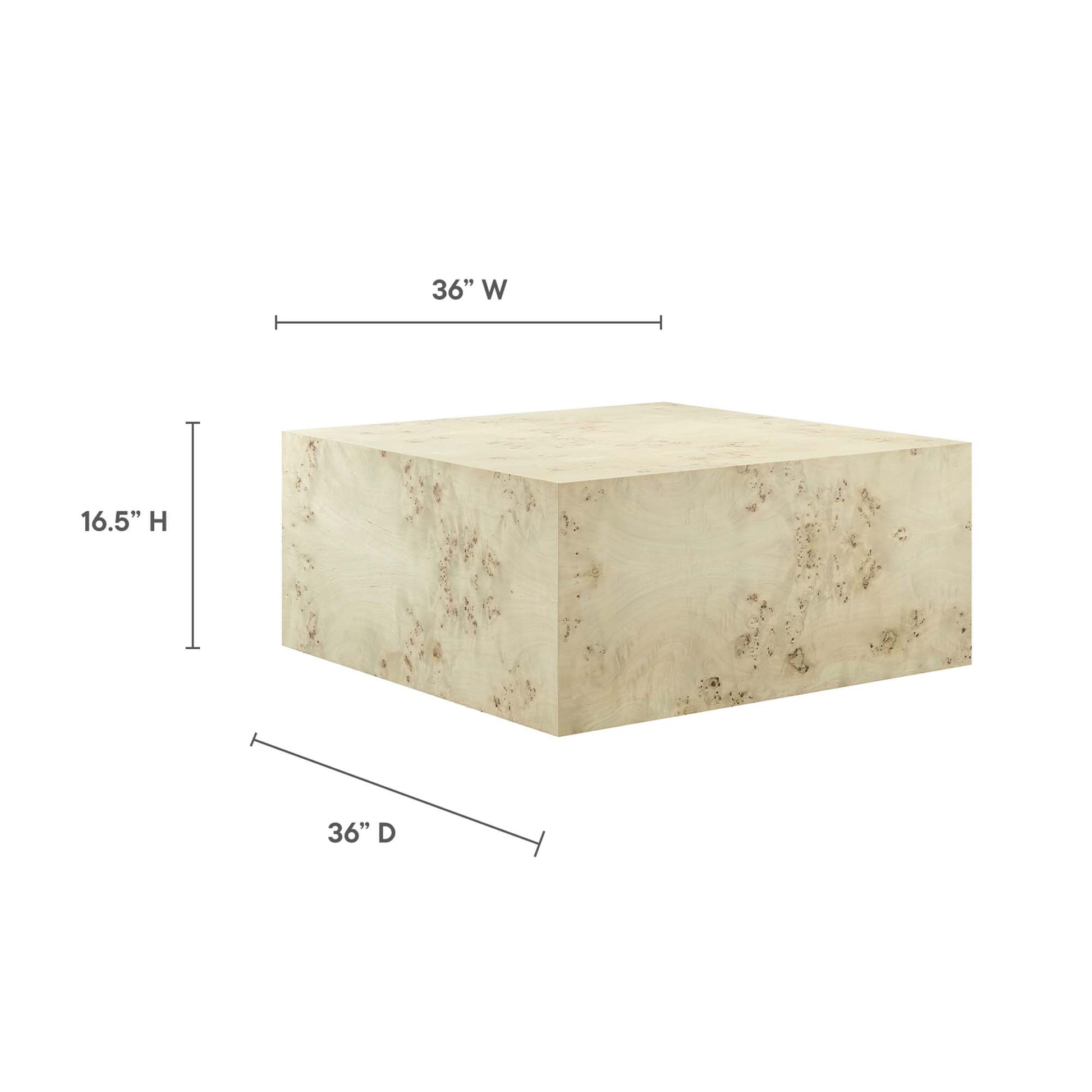 Cosmos 36" Square Burl Wood Coffee Table by Modway - Best Buy Furniture