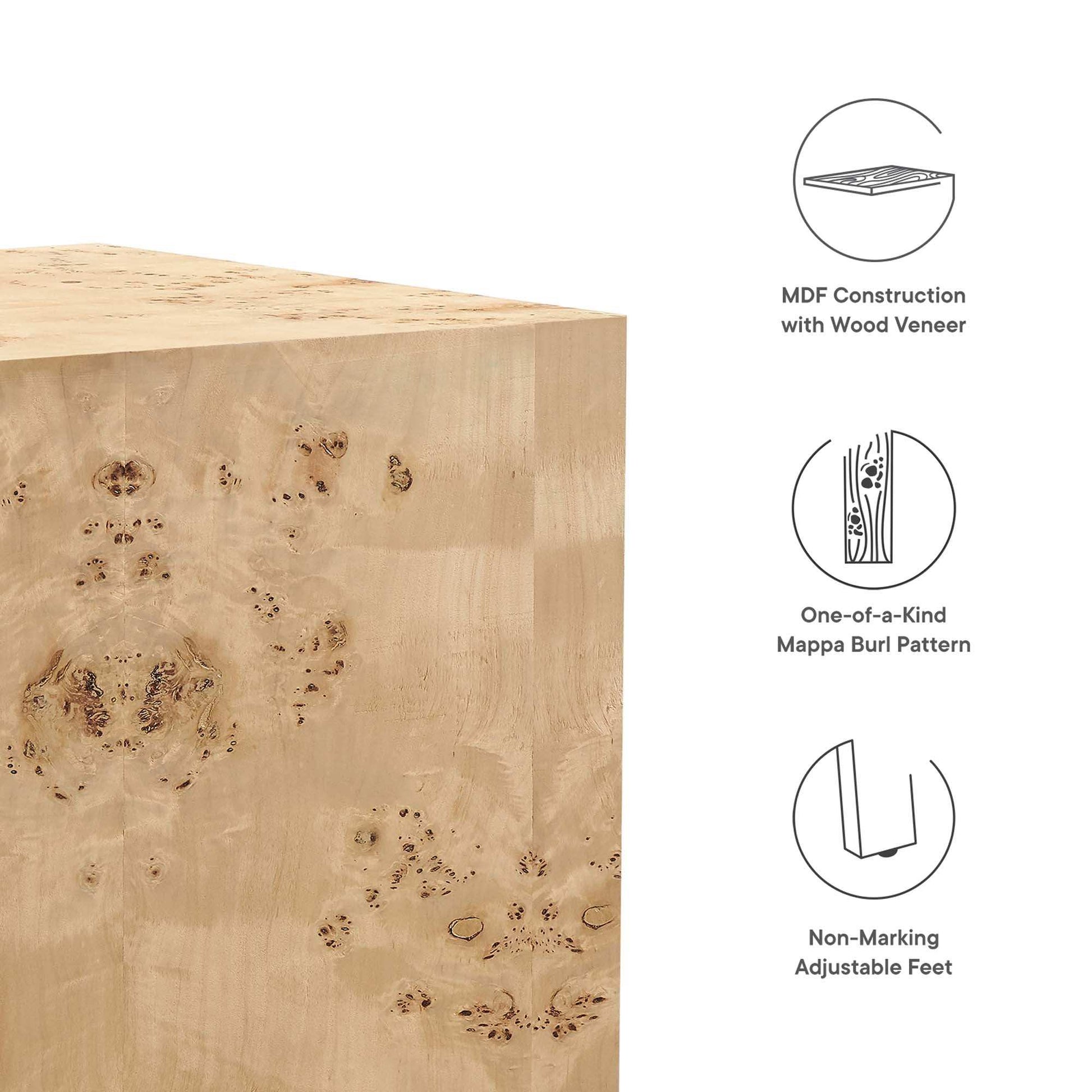 Cosmos 16" Square Burl Wood Side Table by Modway - Best Buy Furniture