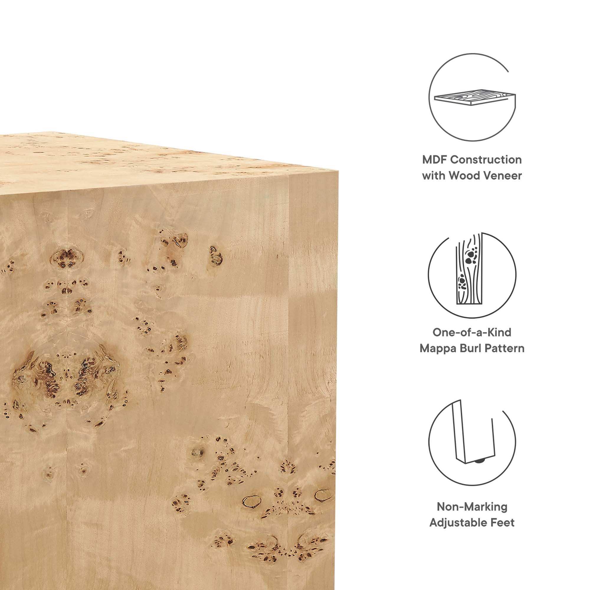Cosmos 16" Square Burl Wood Side Table by Modway - Best Buy Furniture