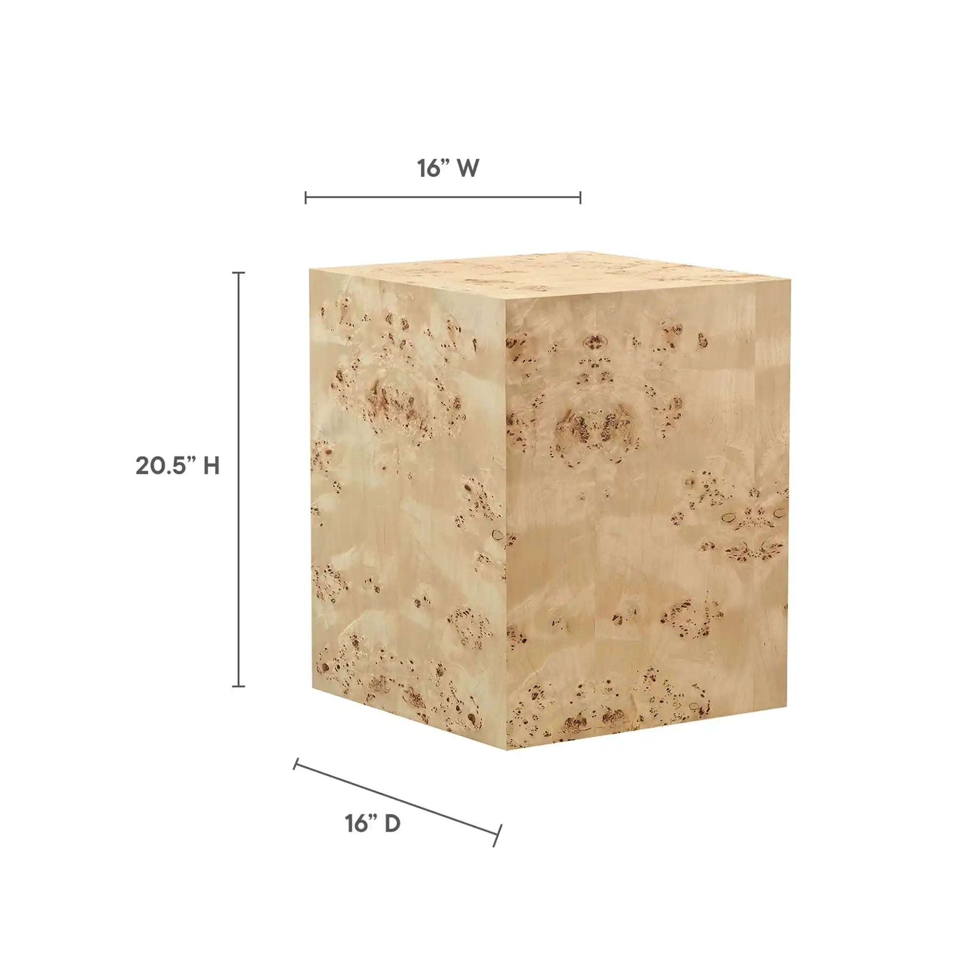 Cosmos 16" Square Burl Wood Side Table by Modway - Best Buy Furniture