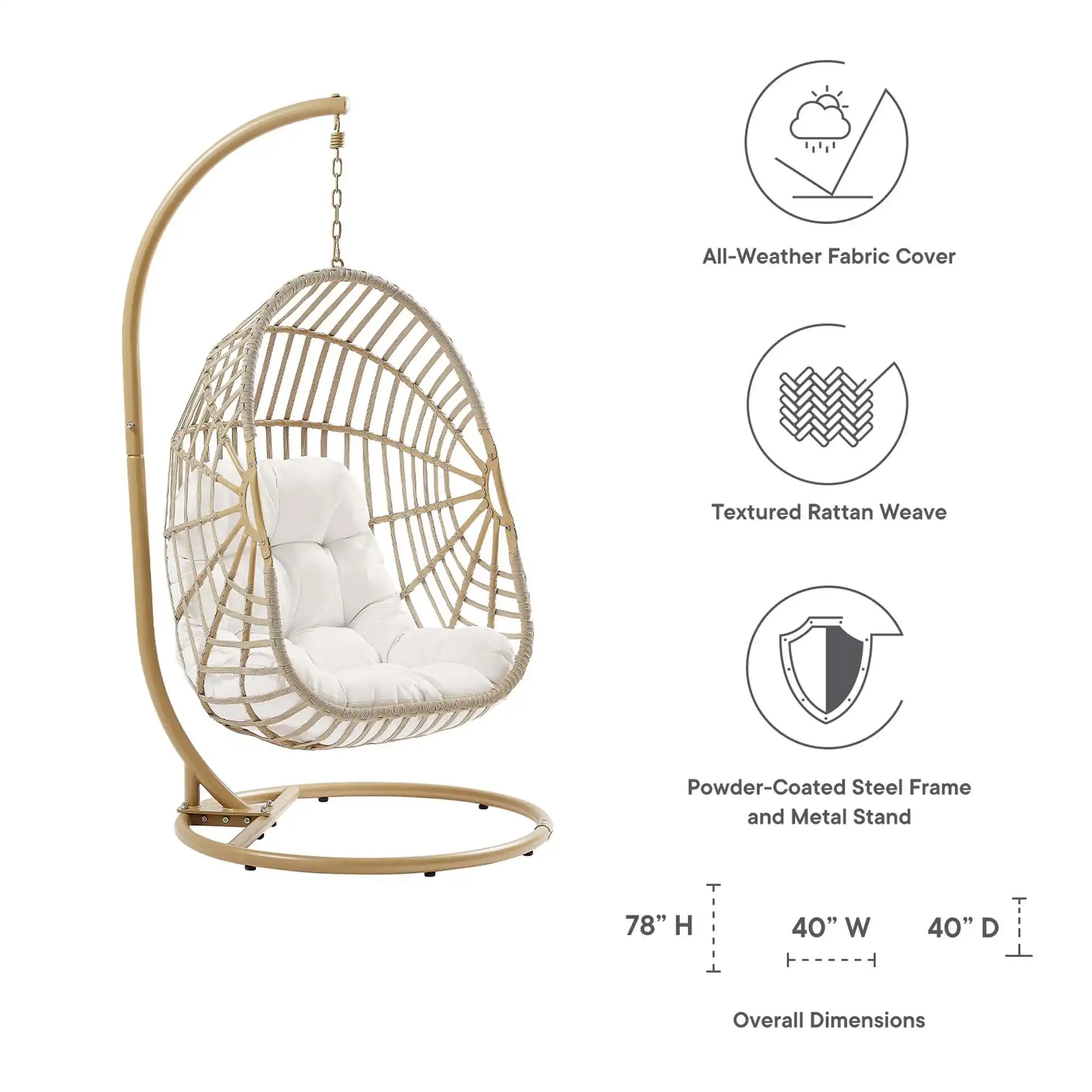 Amalie Wicker Rattan Outdoor Patio Rattan Swing Chair by Modway - Best Buy Furniture