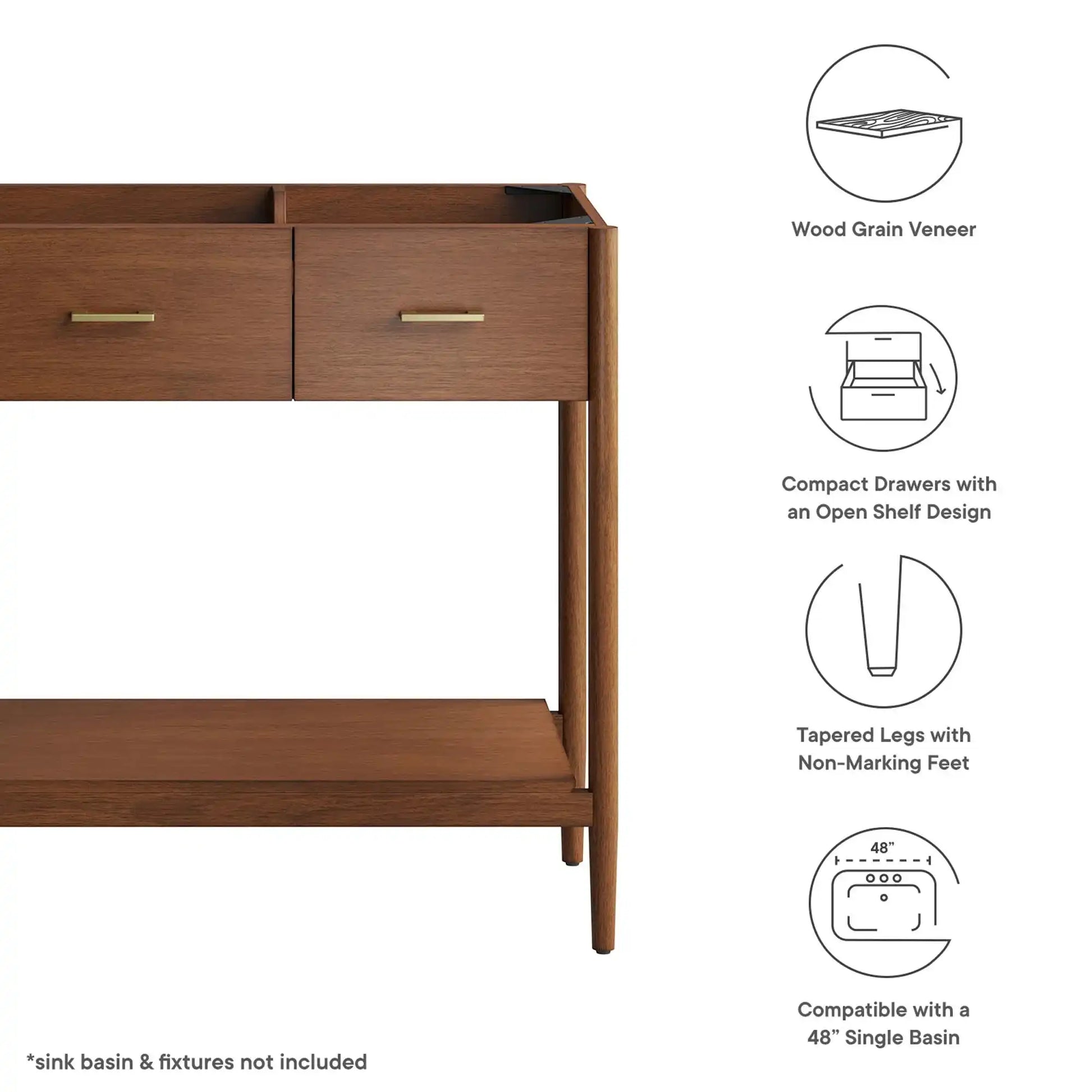 Zaire 48� Single Sink Compatible Bathroom Vanity Cabinet (Sink Basin Not Included) by Modway - Best Buy Furniture