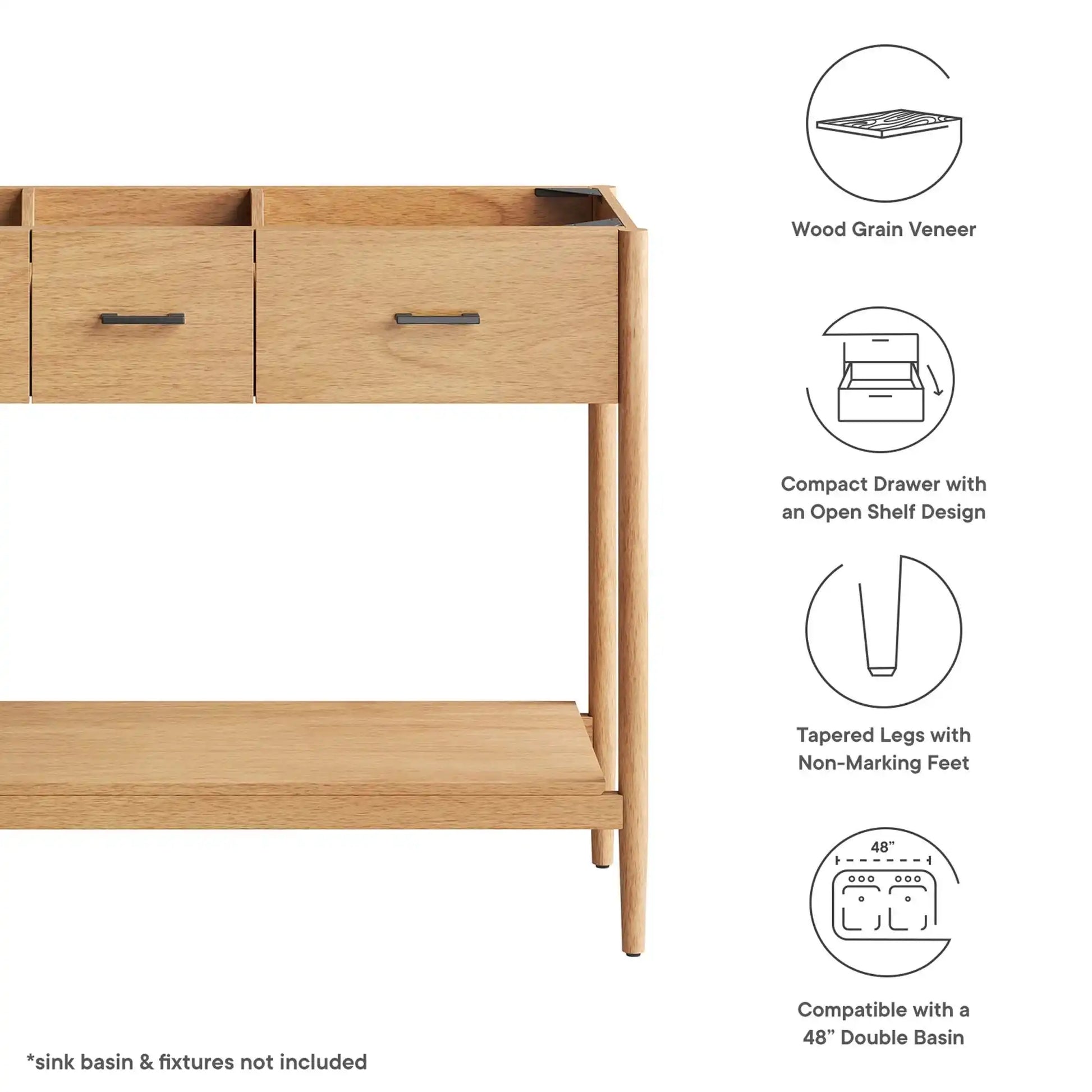 Zaire 48� Double Sink Compatible Bathroom Vanity Cabinet (Sink Basin Not Included) by Modway - Best Buy Furniture
