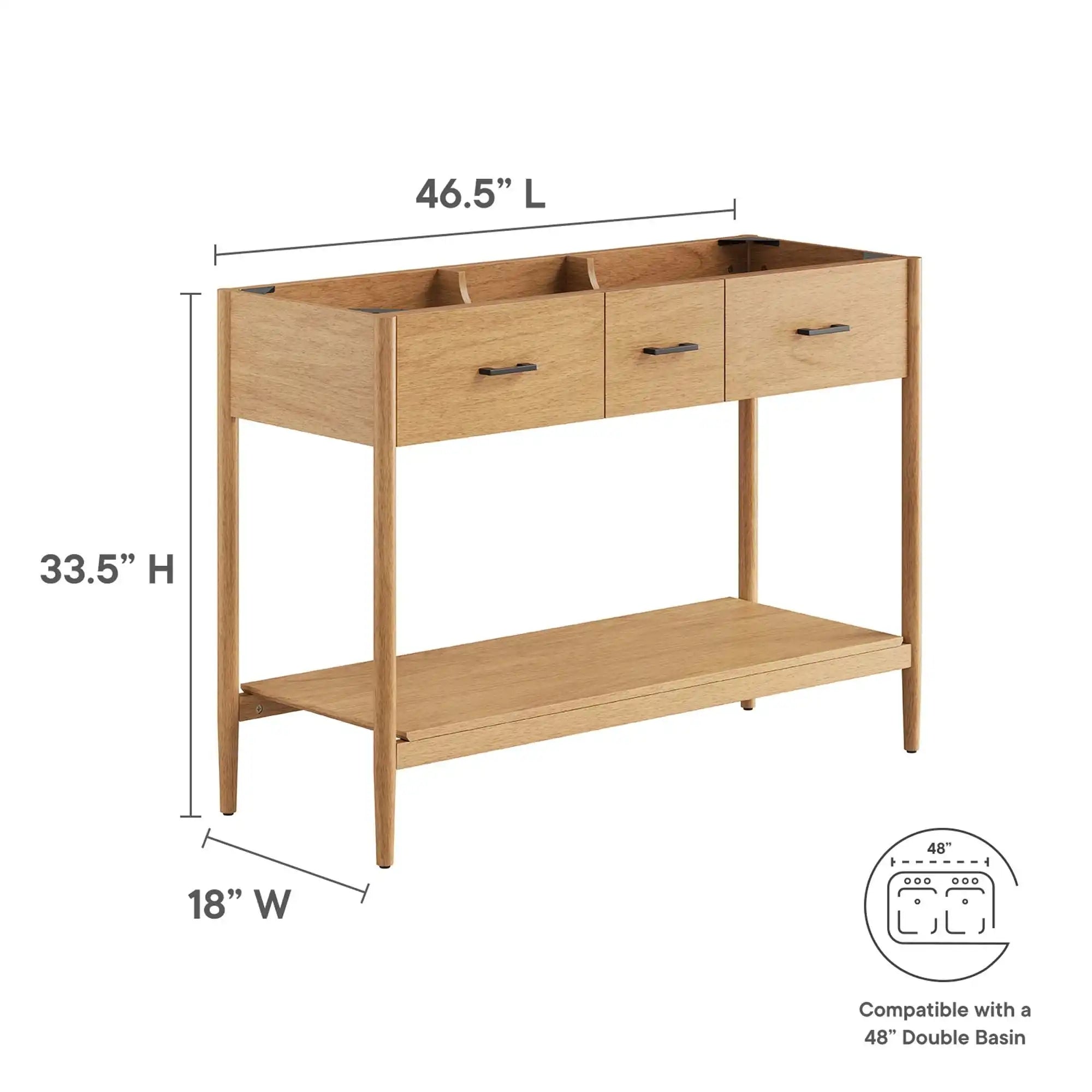 Zaire 48� Double Sink Compatible Bathroom Vanity Cabinet (Sink Basin Not Included) by Modway - Best Buy Furniture