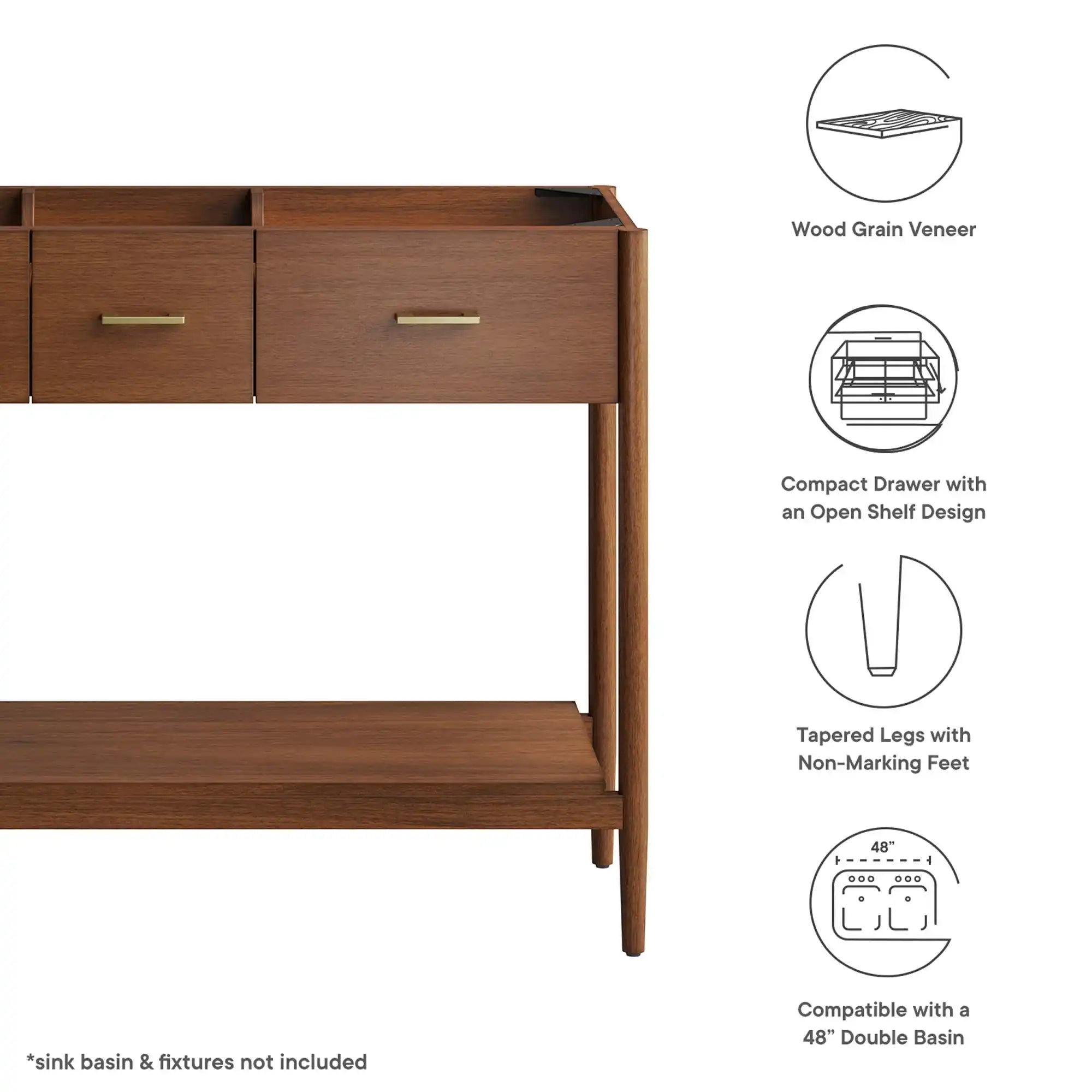 Zaire 48� Double Sink Compatible Bathroom Vanity Cabinet (Sink Basin Not Included) by Modway - Best Buy Furniture