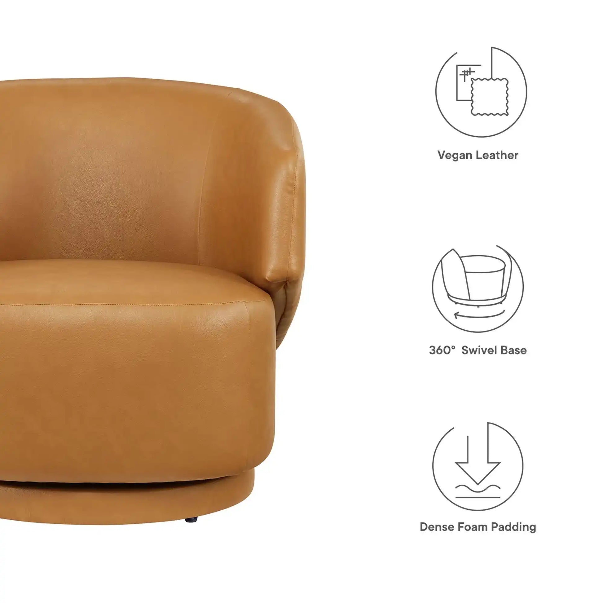 Celestia Vegan Leather Fabric and Wood Swivel Chair by Modway - Best Buy Furniture