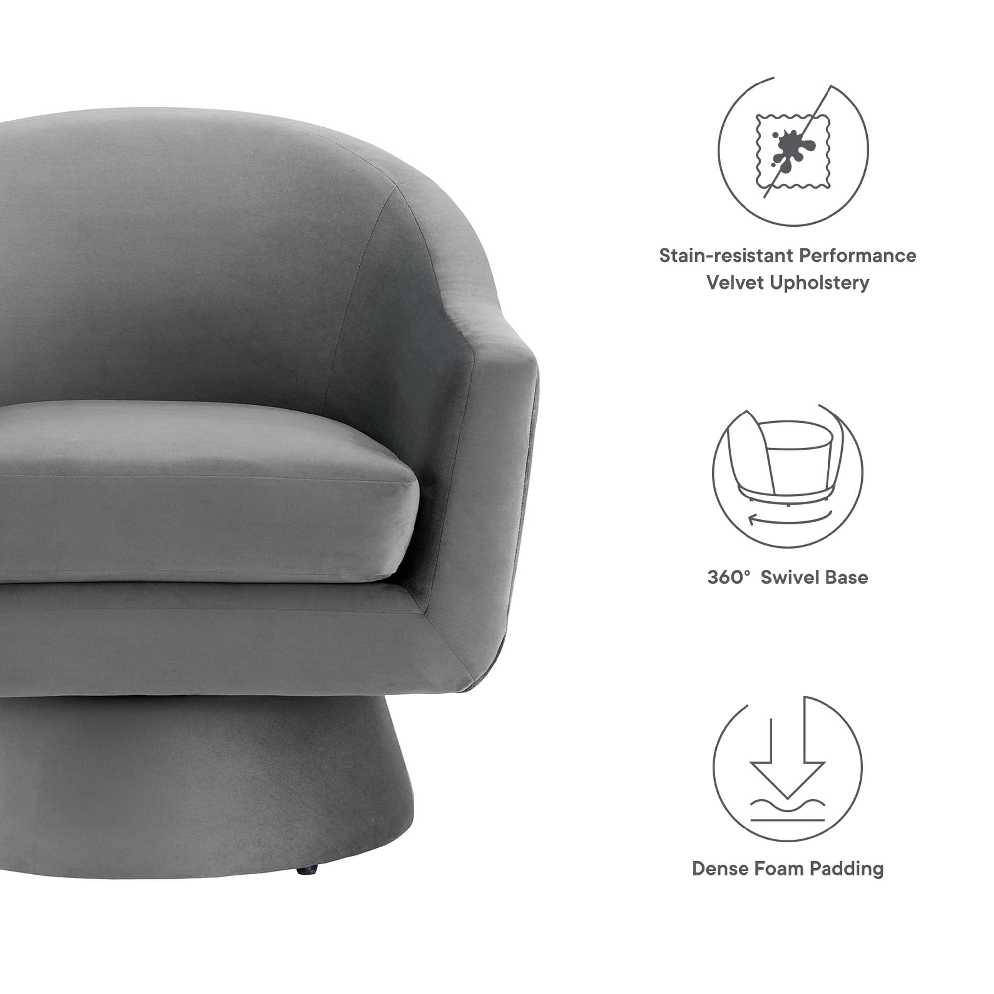Astral Performance Velvet Fabric and Wood Swivel Chair by Modway - Best Buy Furniture