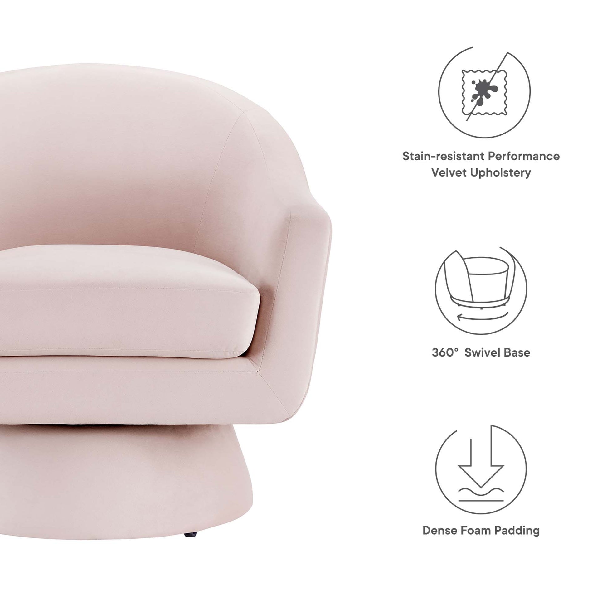 Astral Performance Velvet Fabric and Wood Swivel Chair by Modway - Best Buy Furniture