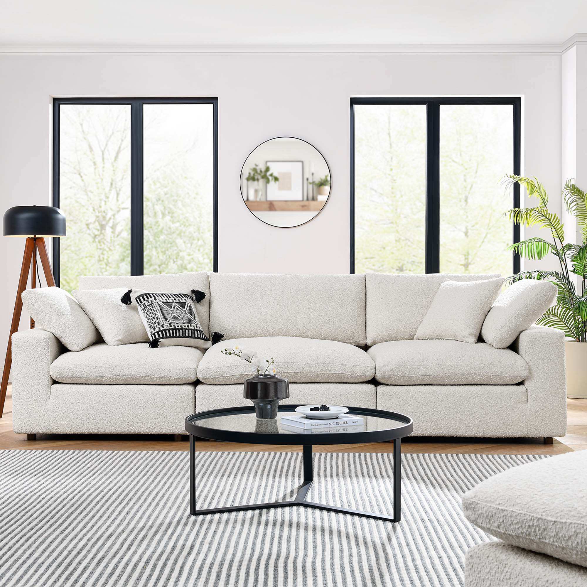 Commix Down Filled Overstuffed Boucle Fabric 3-Seater Sofa by Modway - Best Buy Furniture