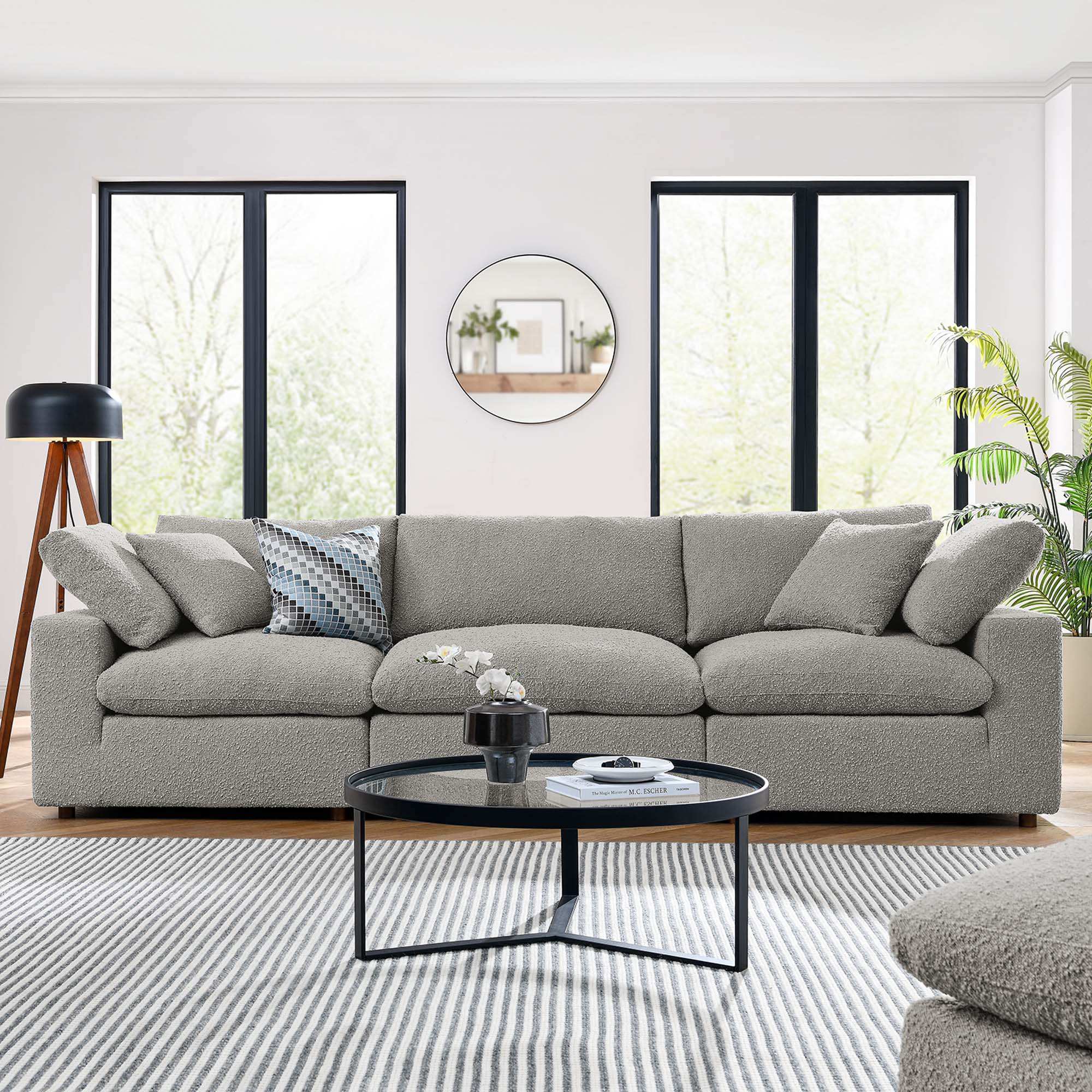 Commix Down Filled Overstuffed Boucle Fabric 3-Seater Sofa by Modway - Best Buy Furniture