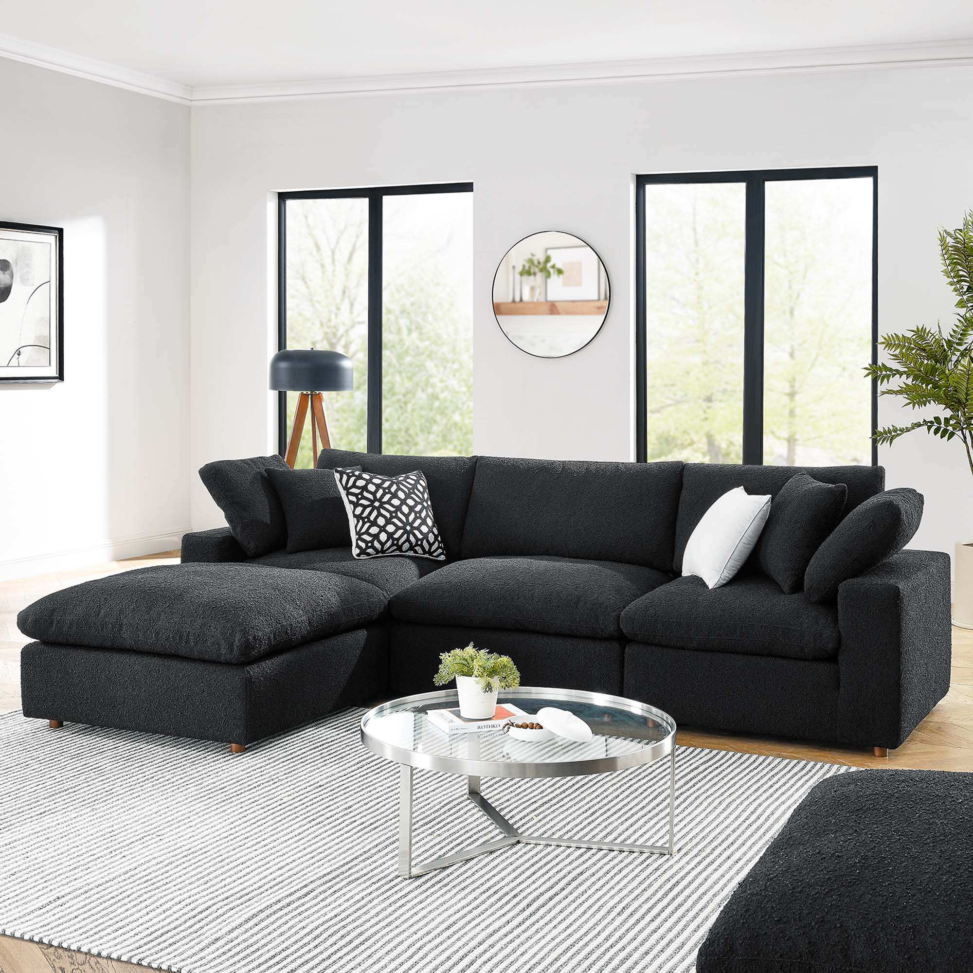 Commix 4-Piece Down Filled Overstuffed Boucle Fabric Sectional Sofa by Modway - Best Buy Furniture