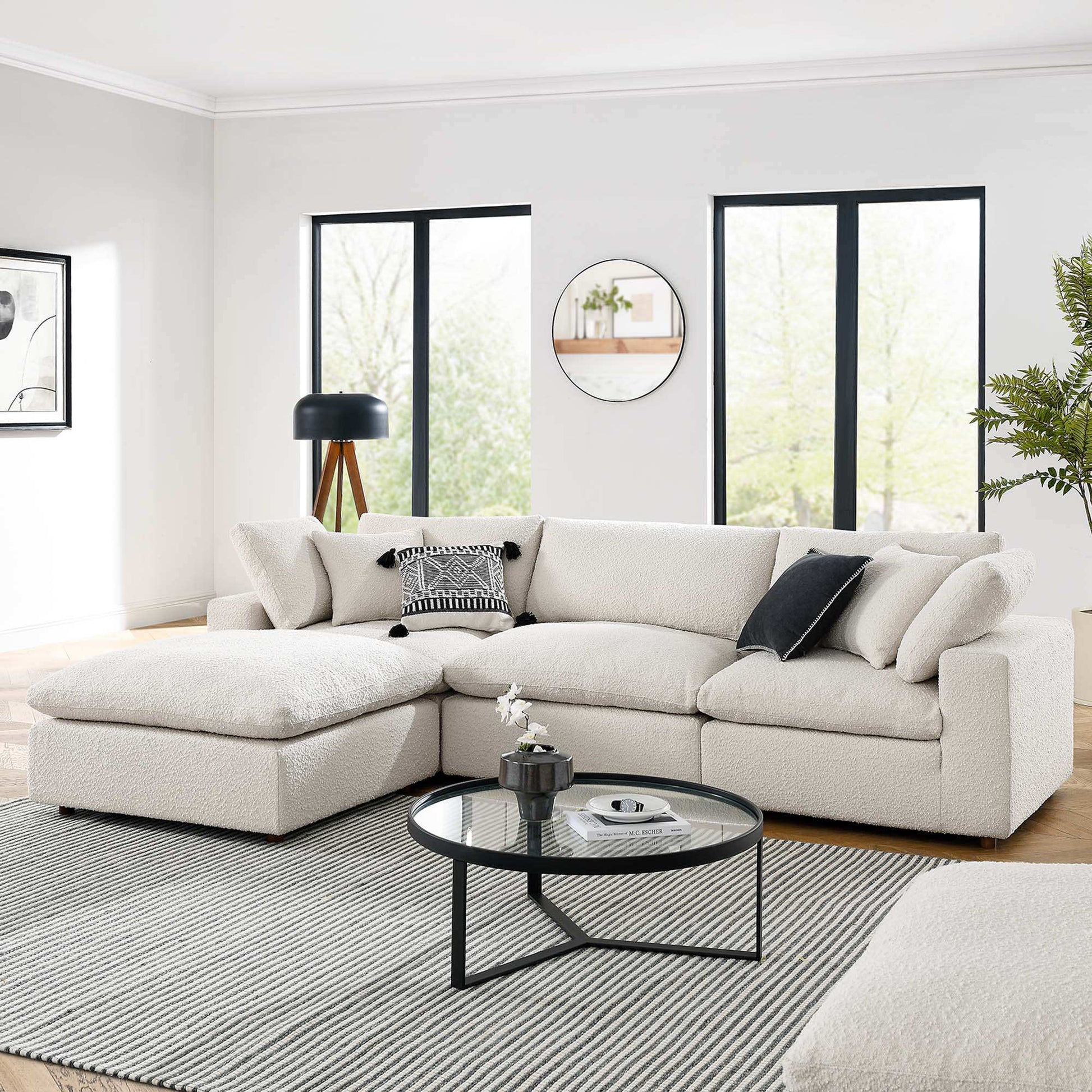 Commix 4-Piece Down Filled Overstuffed Boucle Fabric Sectional Sofa by Modway - Best Buy Furniture