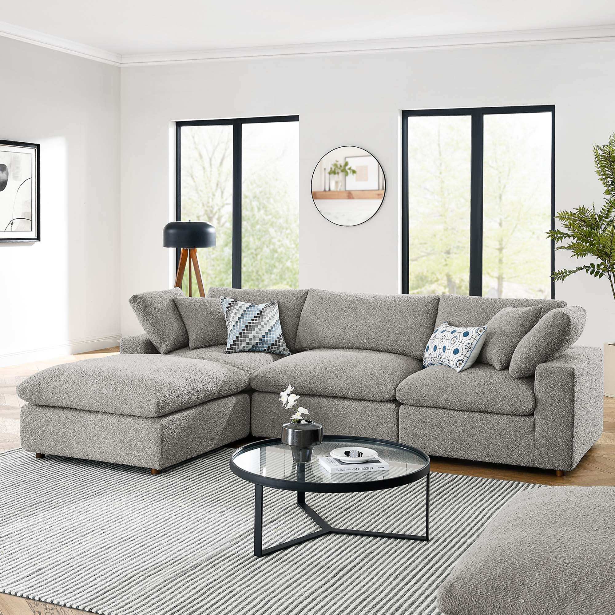 Commix 4-Piece Down Filled Overstuffed Boucle Fabric Sectional Sofa by Modway - Best Buy Furniture