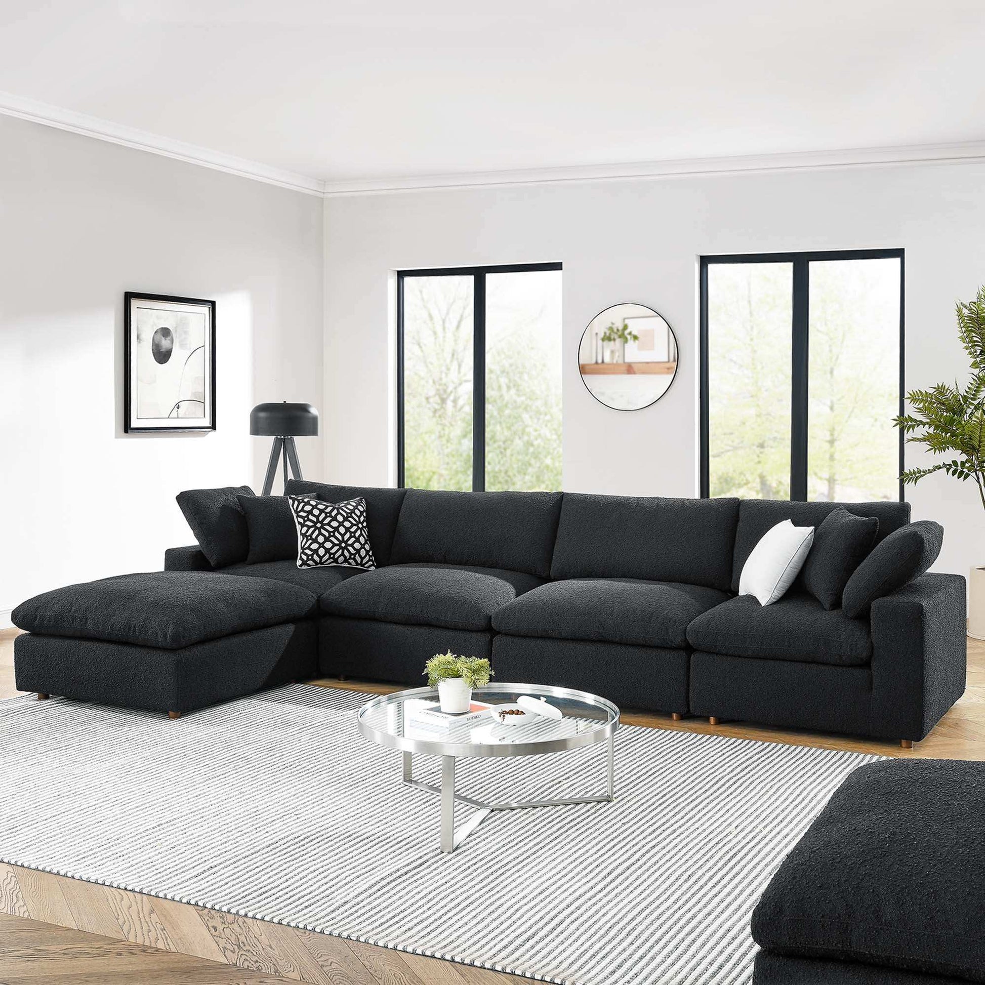 Commix 5-Piece Down Filled Overstuffed Boucle Fabric Sectional Sofa by Modway - Best Buy Furniture