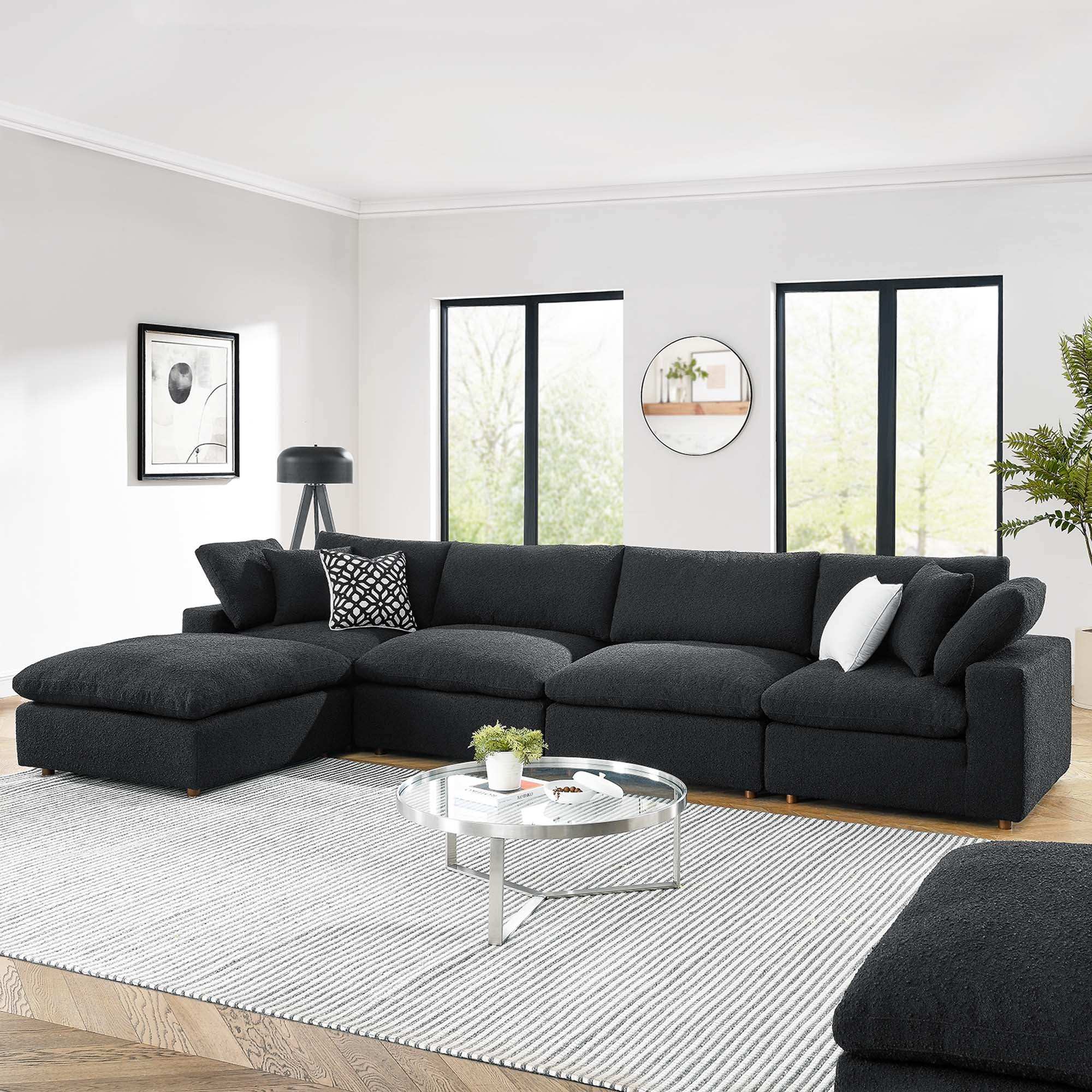 Commix 5-Piece Down Filled Overstuffed Boucle Fabric Sectional Sofa by Modway - Best Buy Furniture