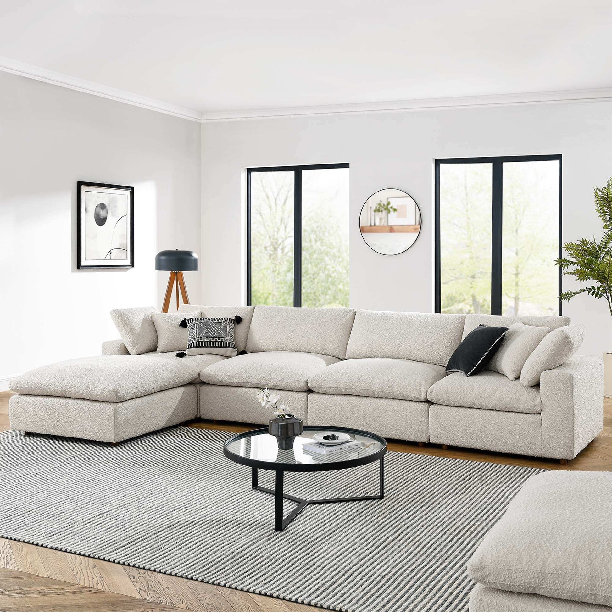 Commix 5-Piece Down Filled Overstuffed Boucle Fabric Sectional Sofa by Modway - Best Buy Furniture