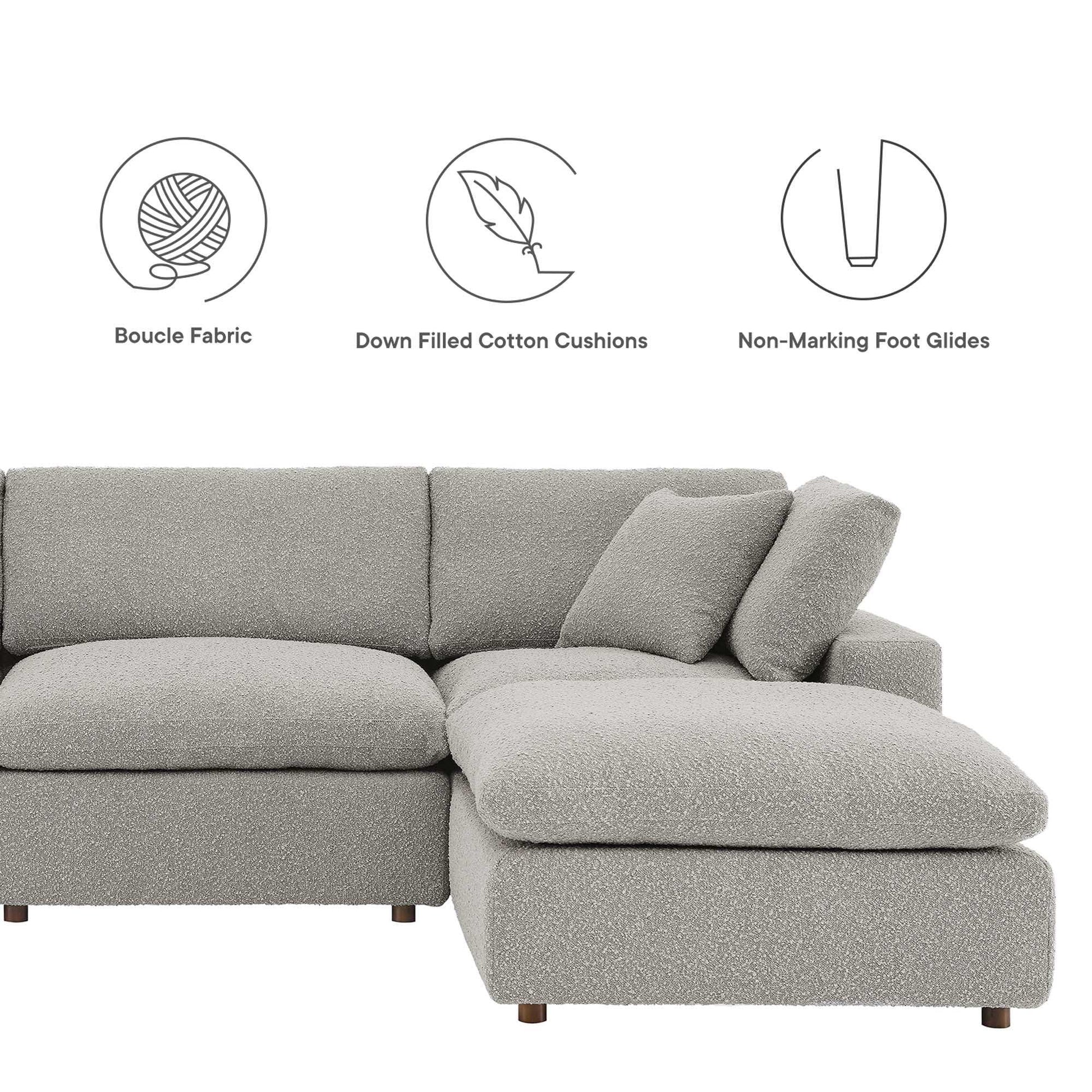 Commix 5-Piece Down Filled Overstuffed Boucle Fabric Sectional Sofa by Modway - Best Buy Furniture