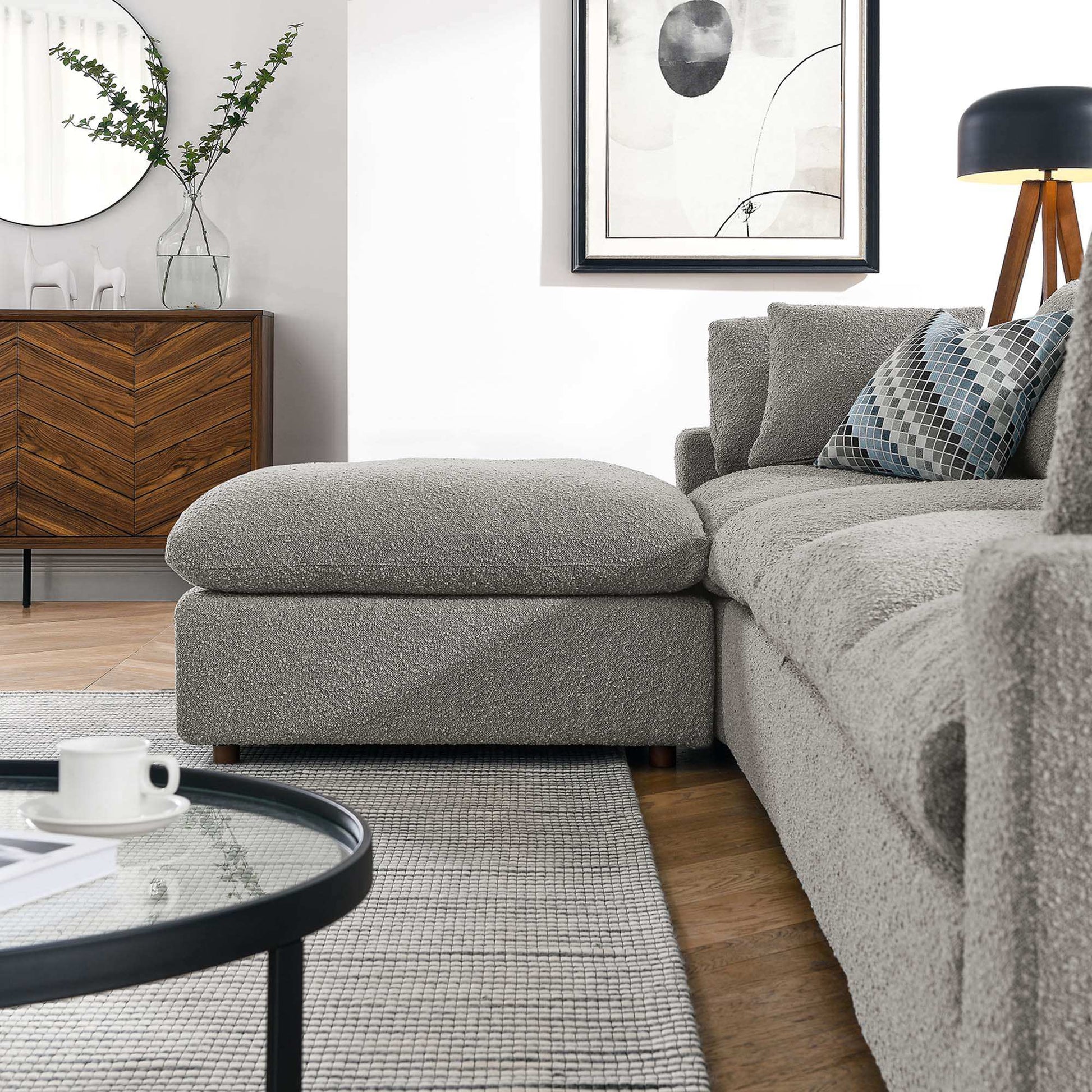 Commix 5-Piece Down Filled Overstuffed Boucle Fabric Sectional Sofa by Modway - Best Buy Furniture