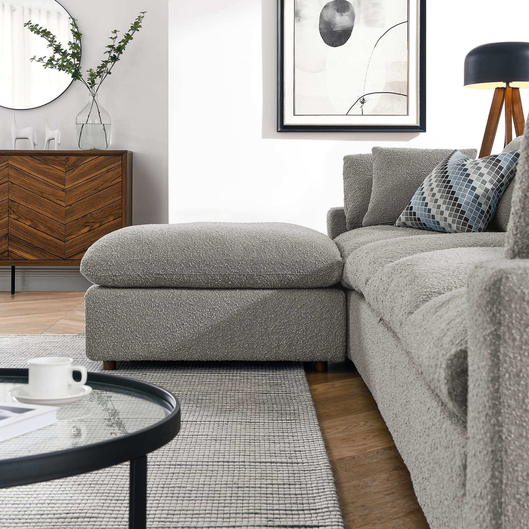Commix 5-Piece Down Filled Overstuffed Boucle Fabric Sectional Sofa by Modway - Best Buy Furniture