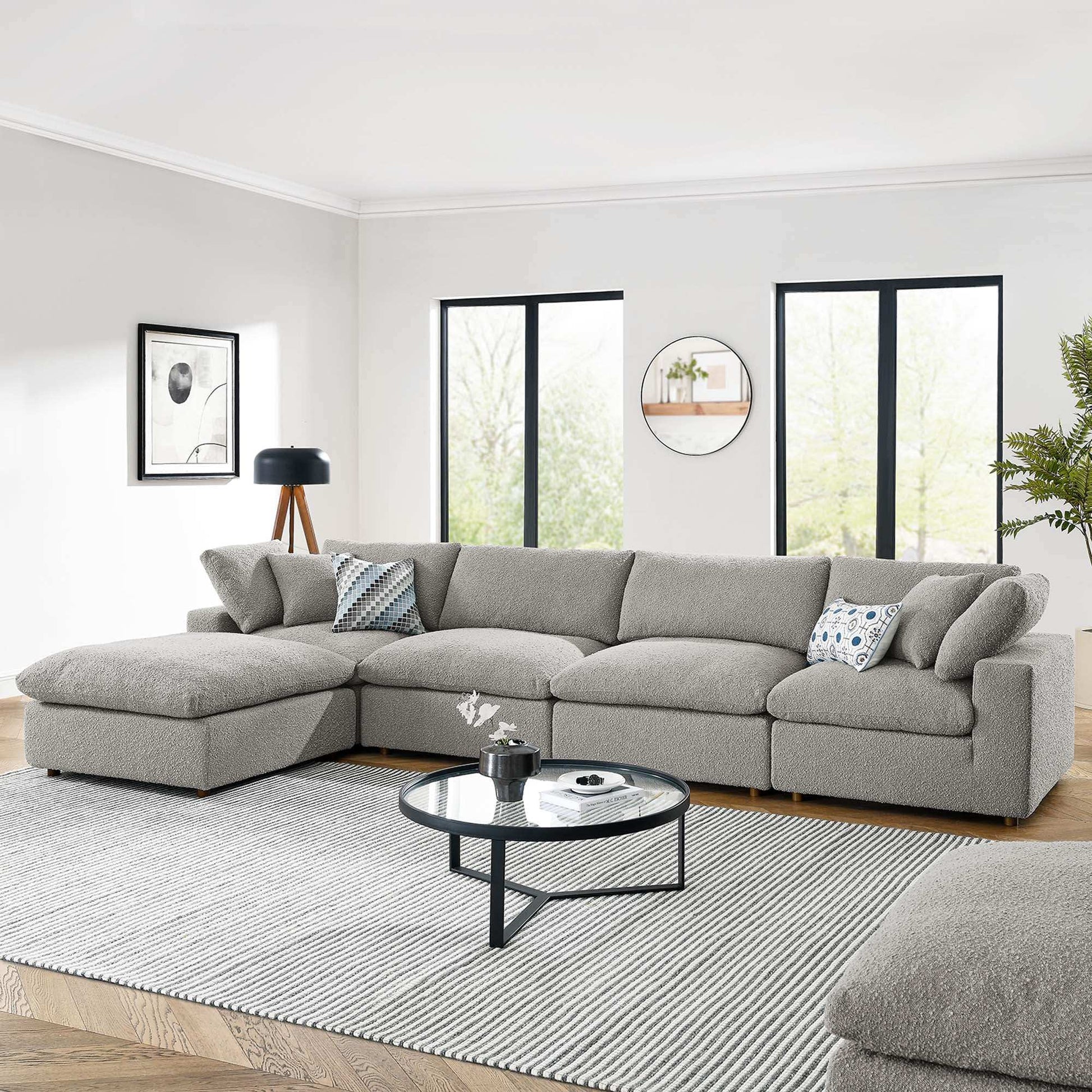 Commix 5-Piece Down Filled Overstuffed Boucle Fabric Sectional Sofa by Modway - Best Buy Furniture