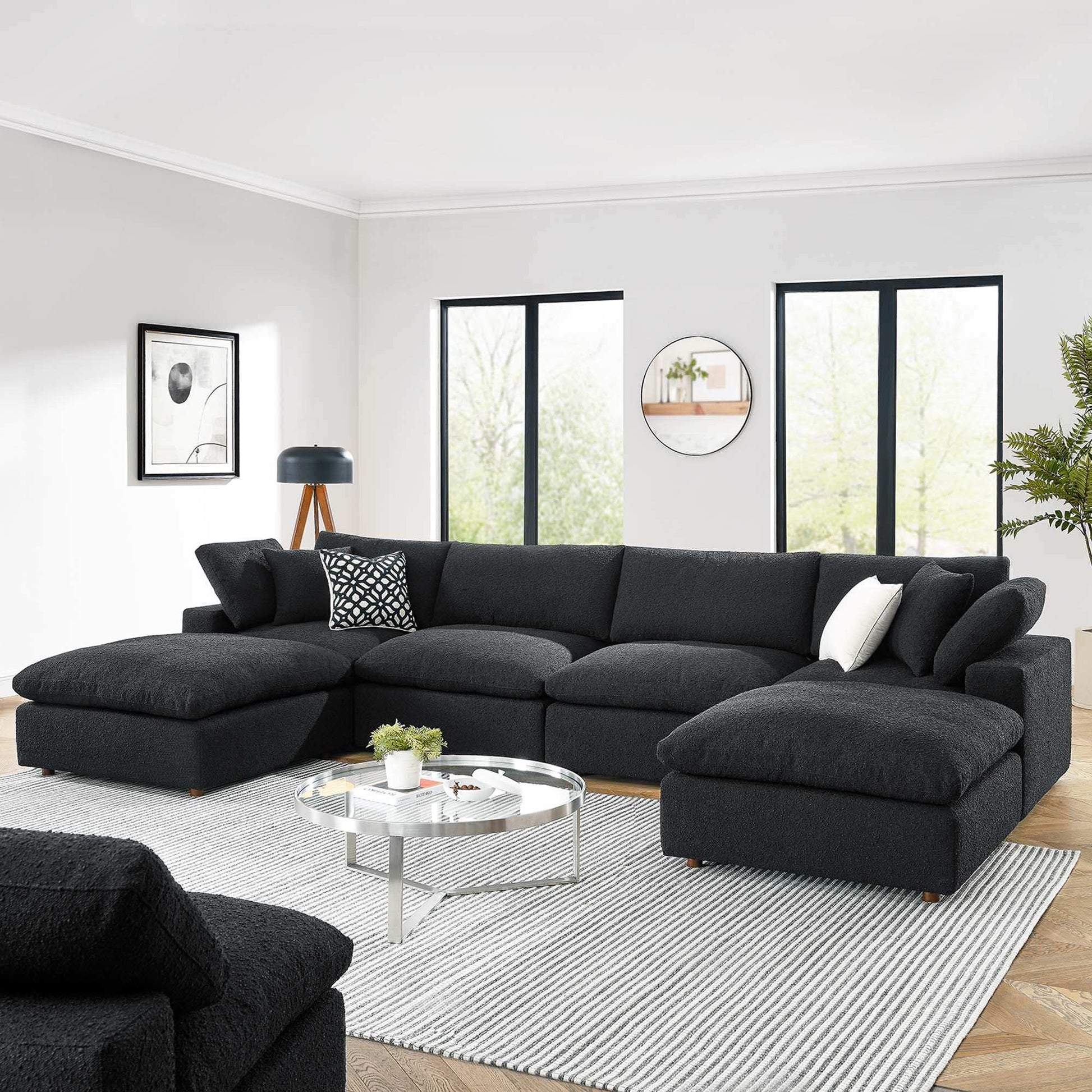 Commix 6-Piece Down Filled Overstuffed Boucle Sectional Sofa by Modway - Best Buy Furniture
