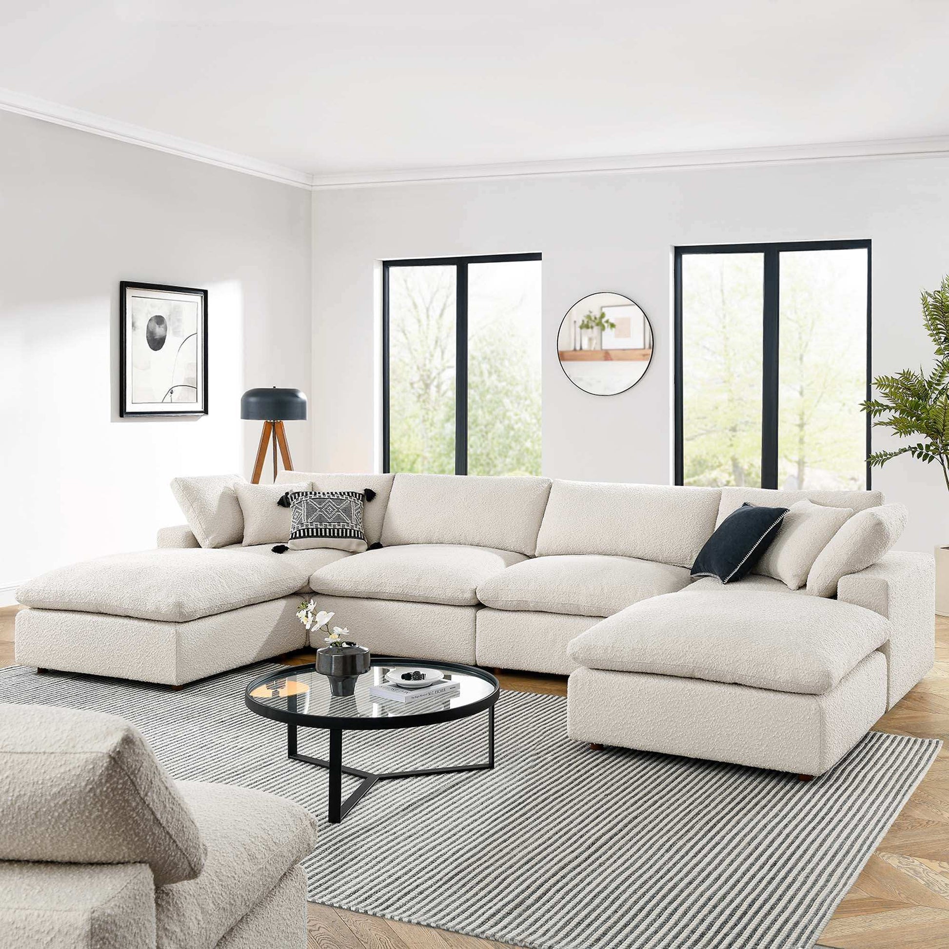 Commix 6-Piece Down Filled Overstuffed Boucle Sectional Sofa by Modway - Best Buy Furniture