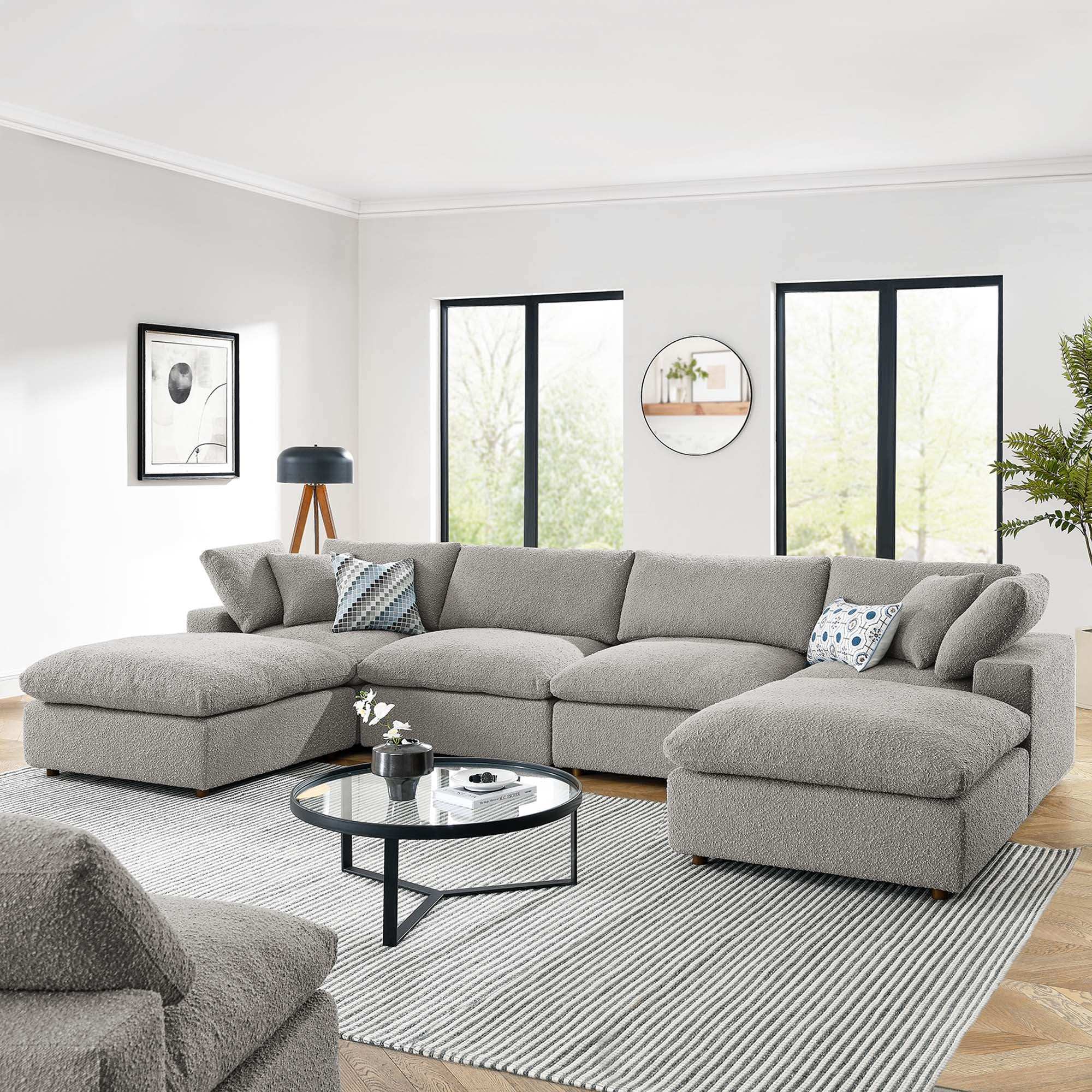 Commix 6-Piece Down Filled Overstuffed Boucle Sectional Sofa by Modway - Best Buy Furniture