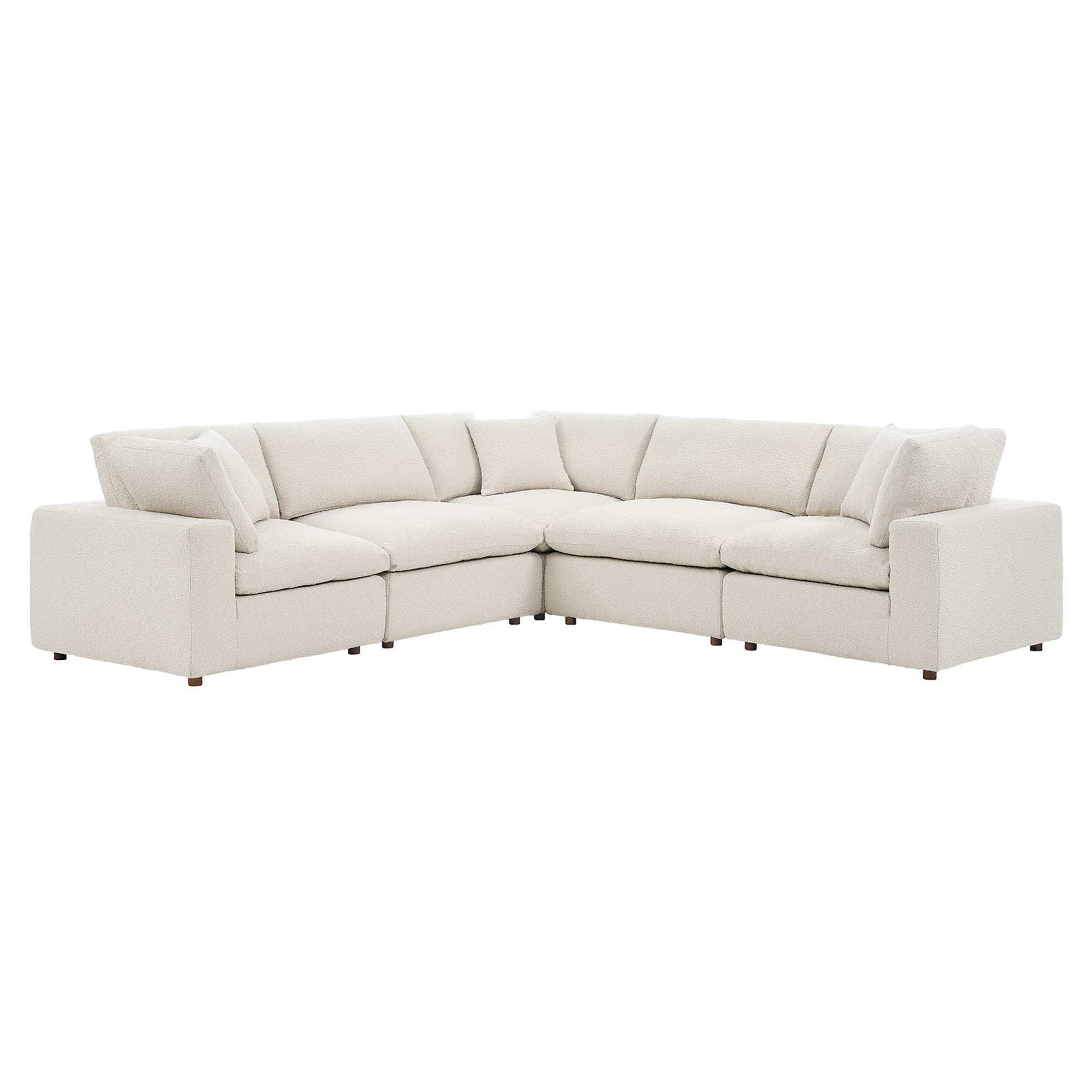 Commix 5-Piece Down Filled Overstuffed Boucle Sectional Sofa by Modway - Best Buy Furniture