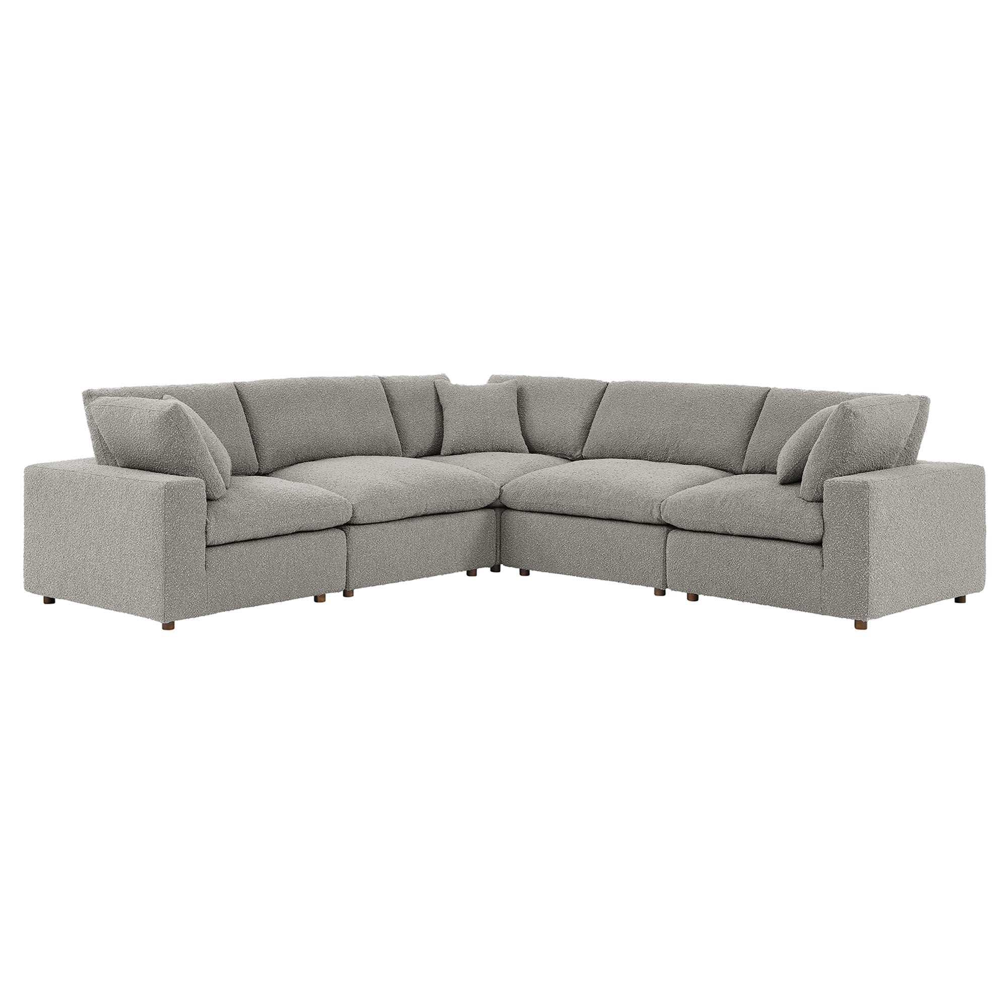 Commix 5-Piece Down Filled Overstuffed Boucle Sectional Sofa by Modway - Best Buy Furniture
