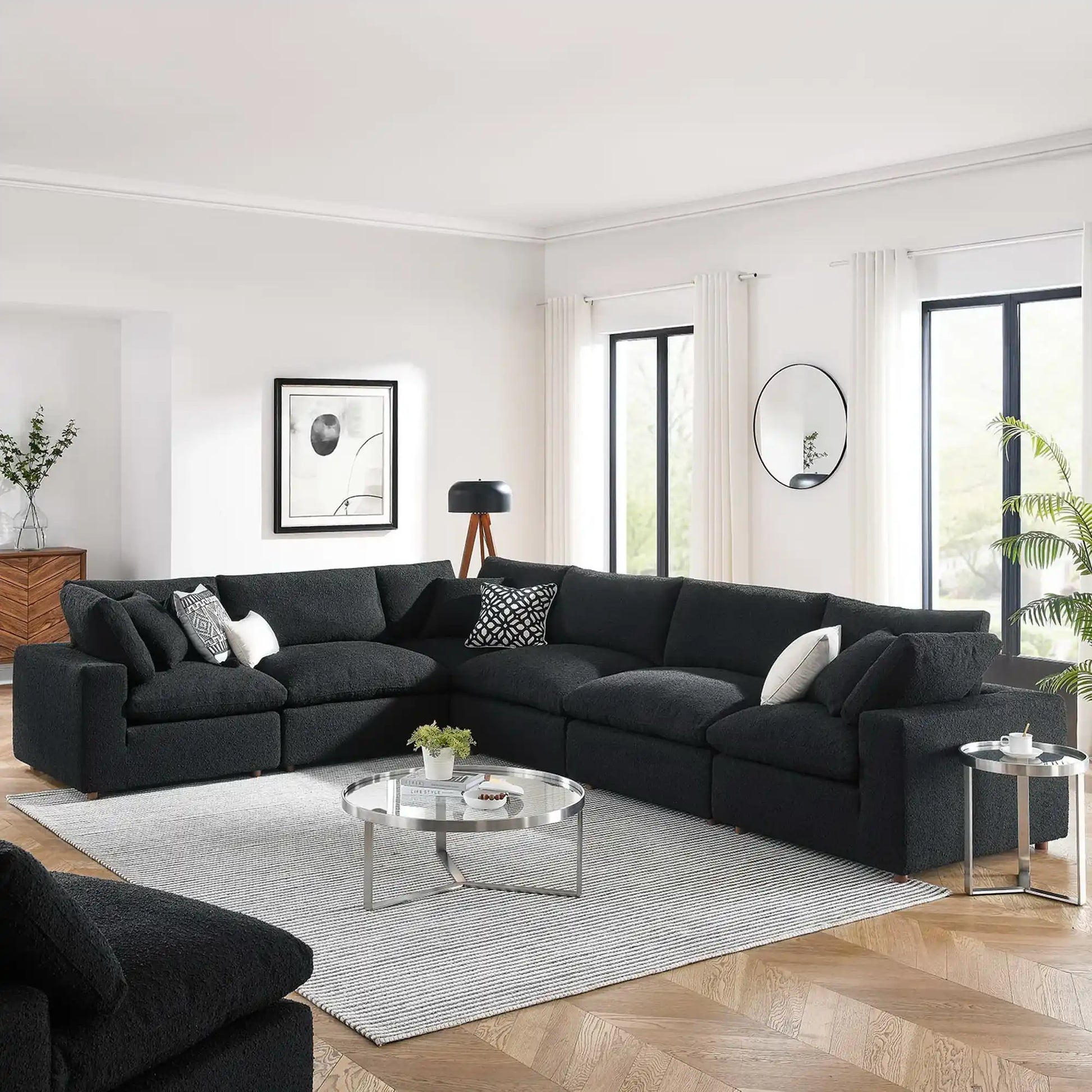 Commix 6-Piece Down Filled Overstuffed Boucle Fabric Sectional Sofa by Modway - Best Buy Furniture
