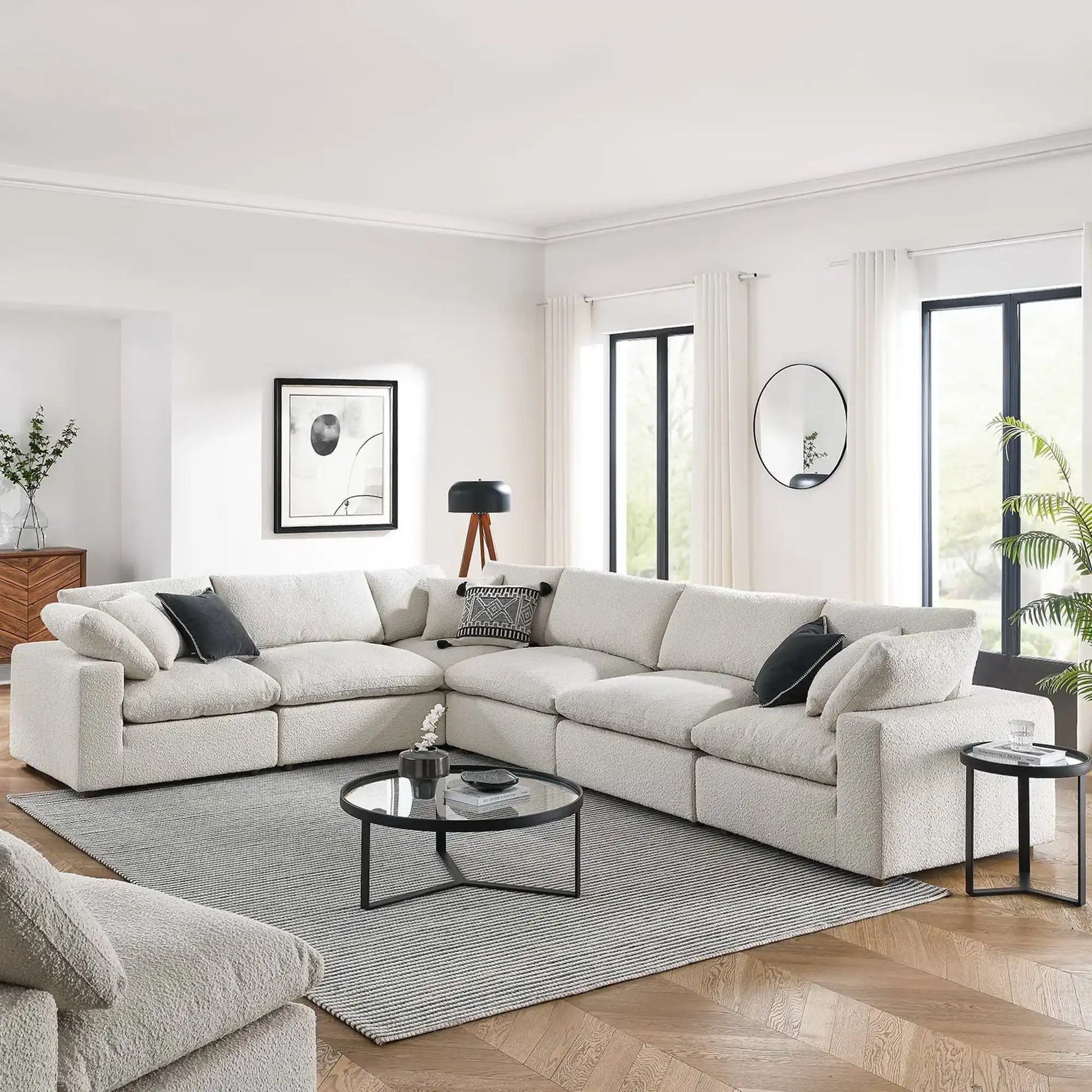 Commix 6-Piece Down Filled Overstuffed Boucle Fabric Sectional Sofa by Modway - Best Buy Furniture